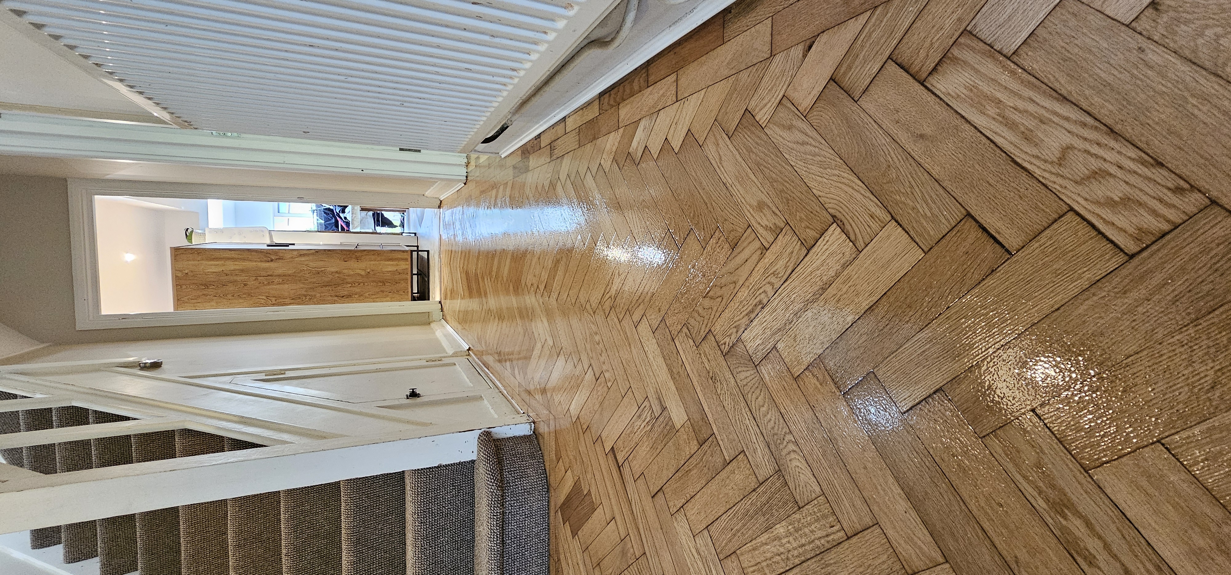 Parquet floor after sanding work in WD25