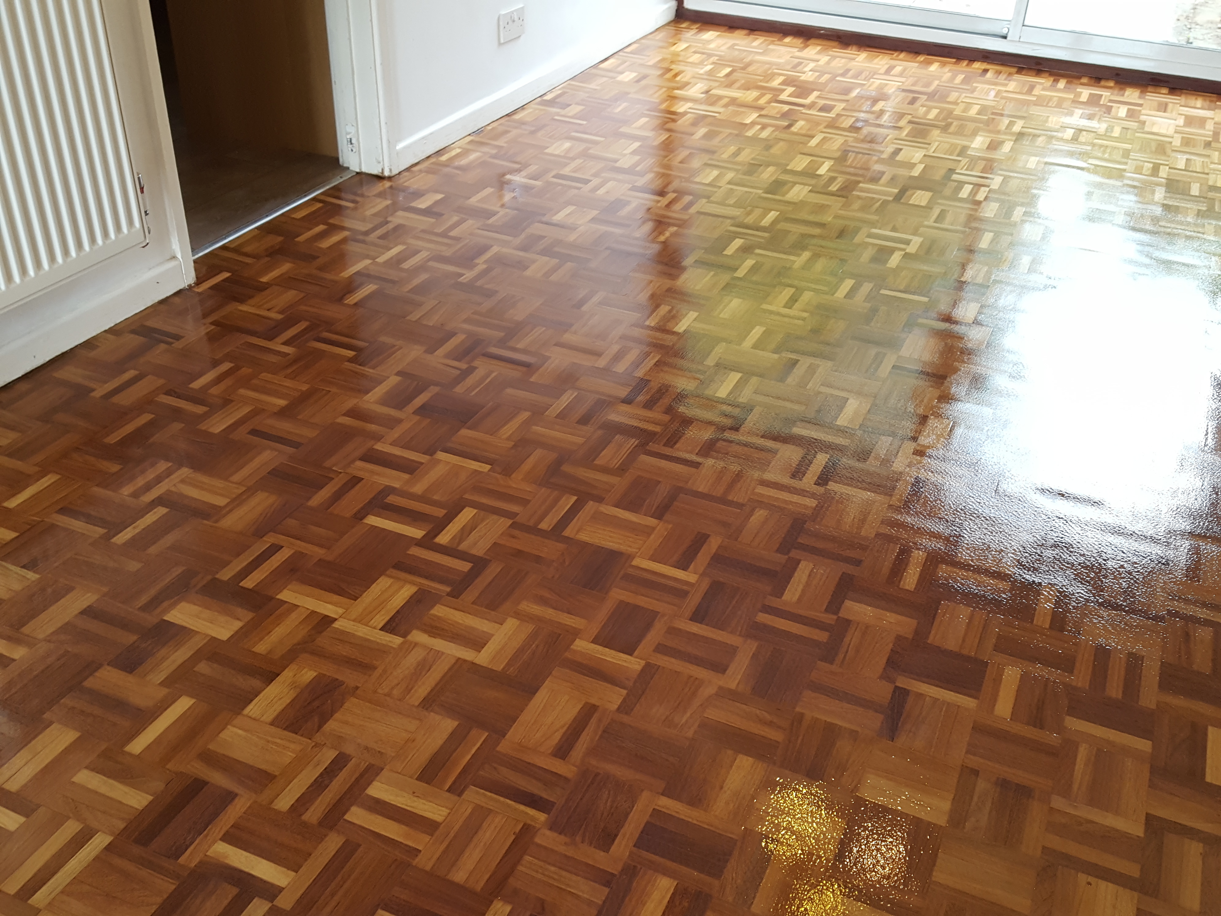 Parquet floor after sanding work in AL2
