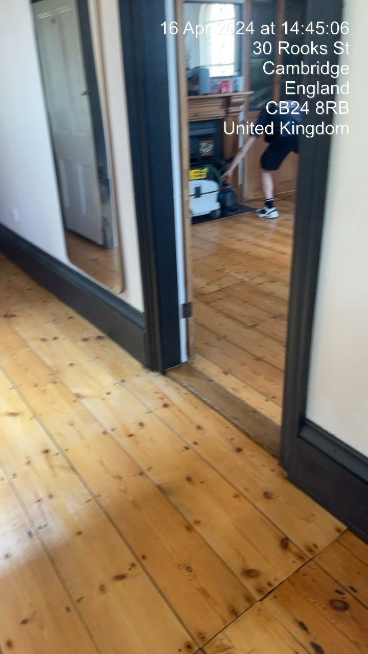 Floorboards floor after sanding work in CB24