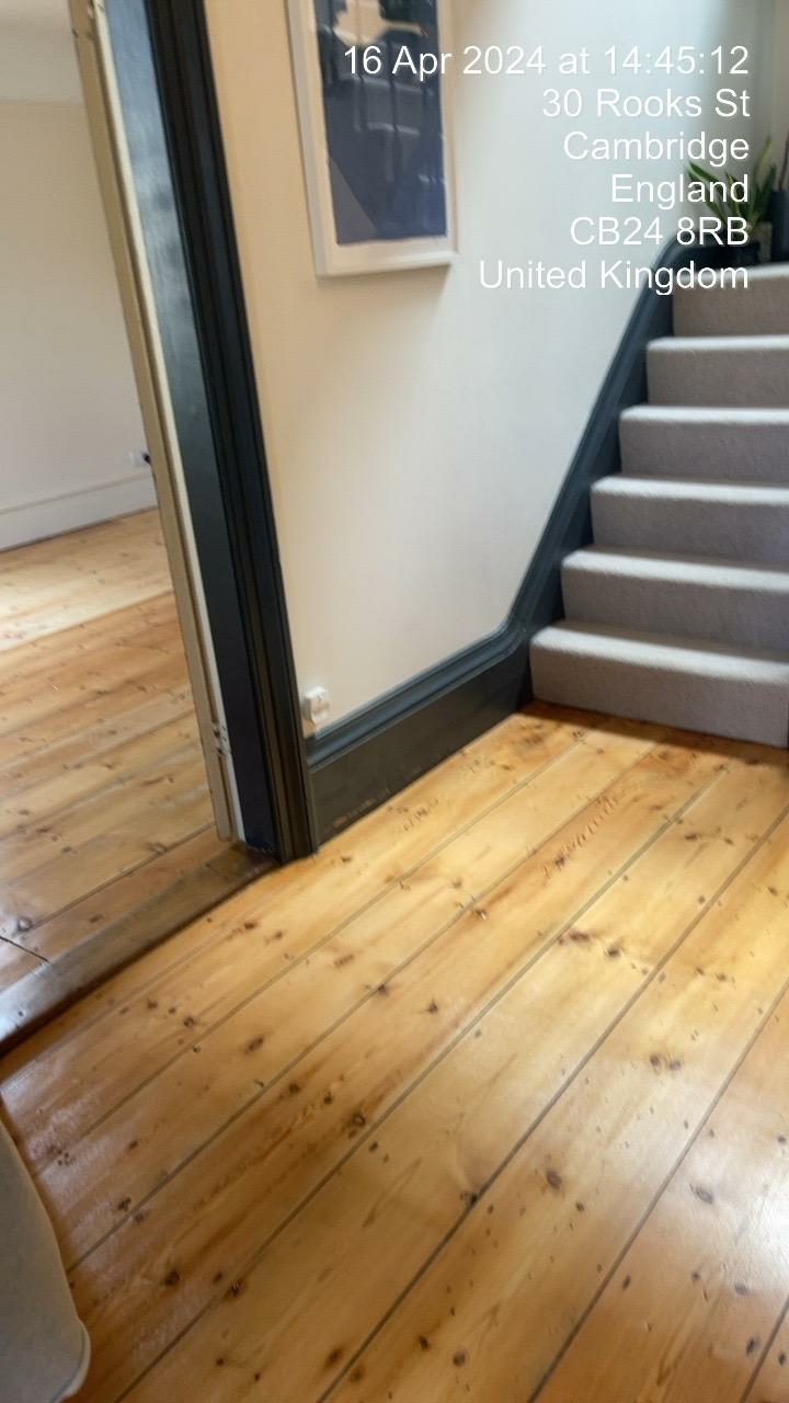 Floorboards floor after sanding work in CB24