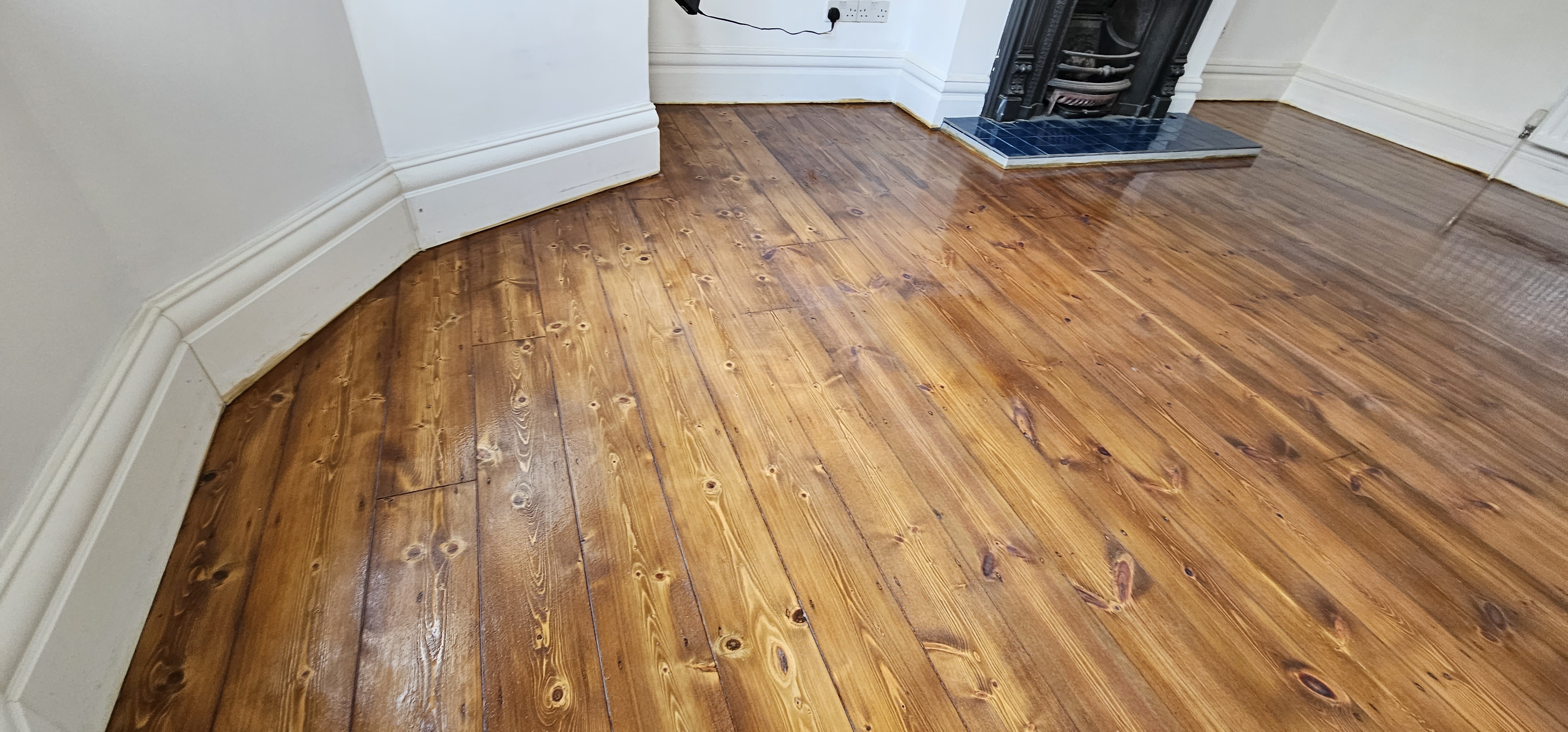 Floorboards floor after sanding work in CR0