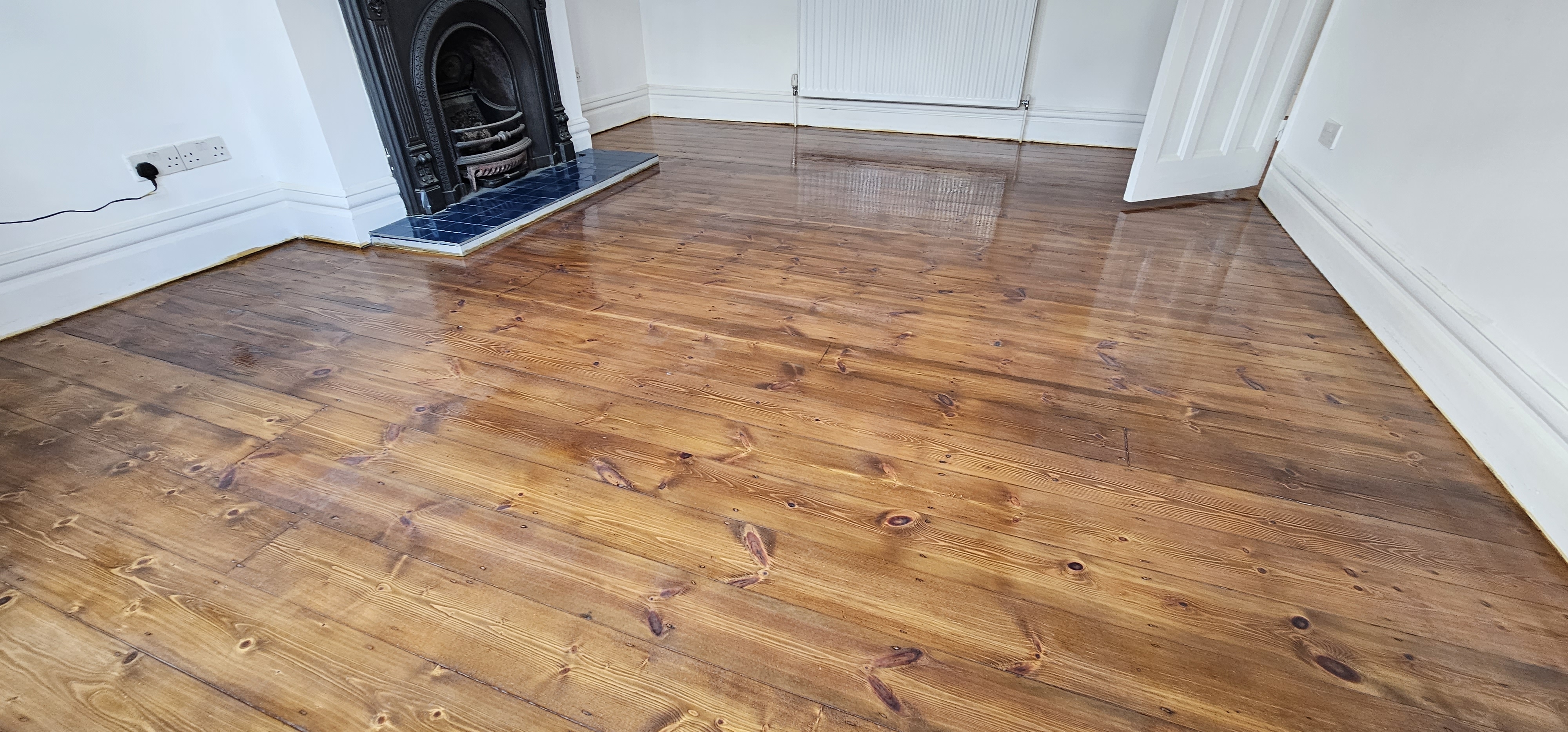 Floorboards floor after sanding work in CR0