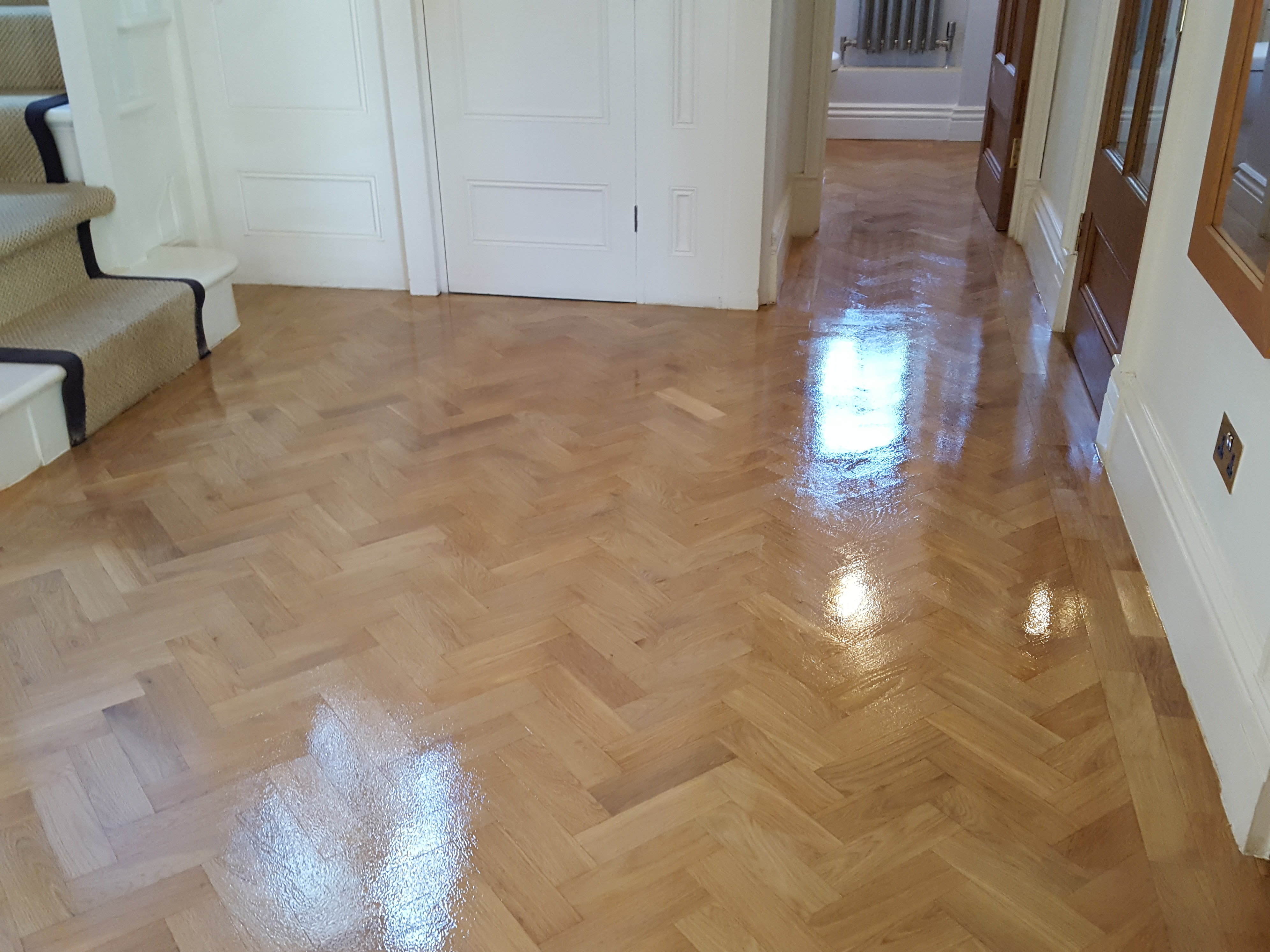 Parquet floor after sanding work in CR5