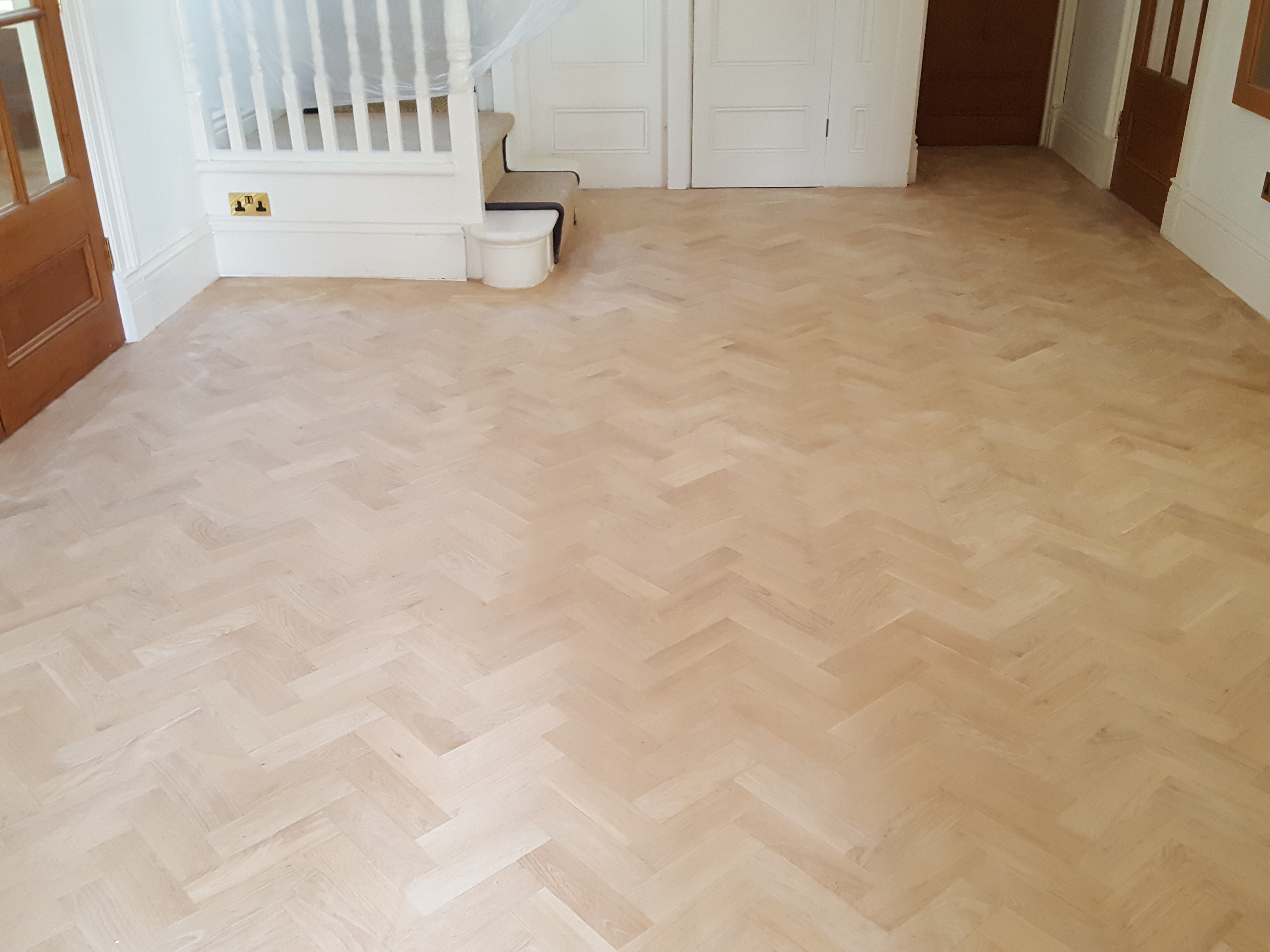 Parquet floor after sanding work in CR5