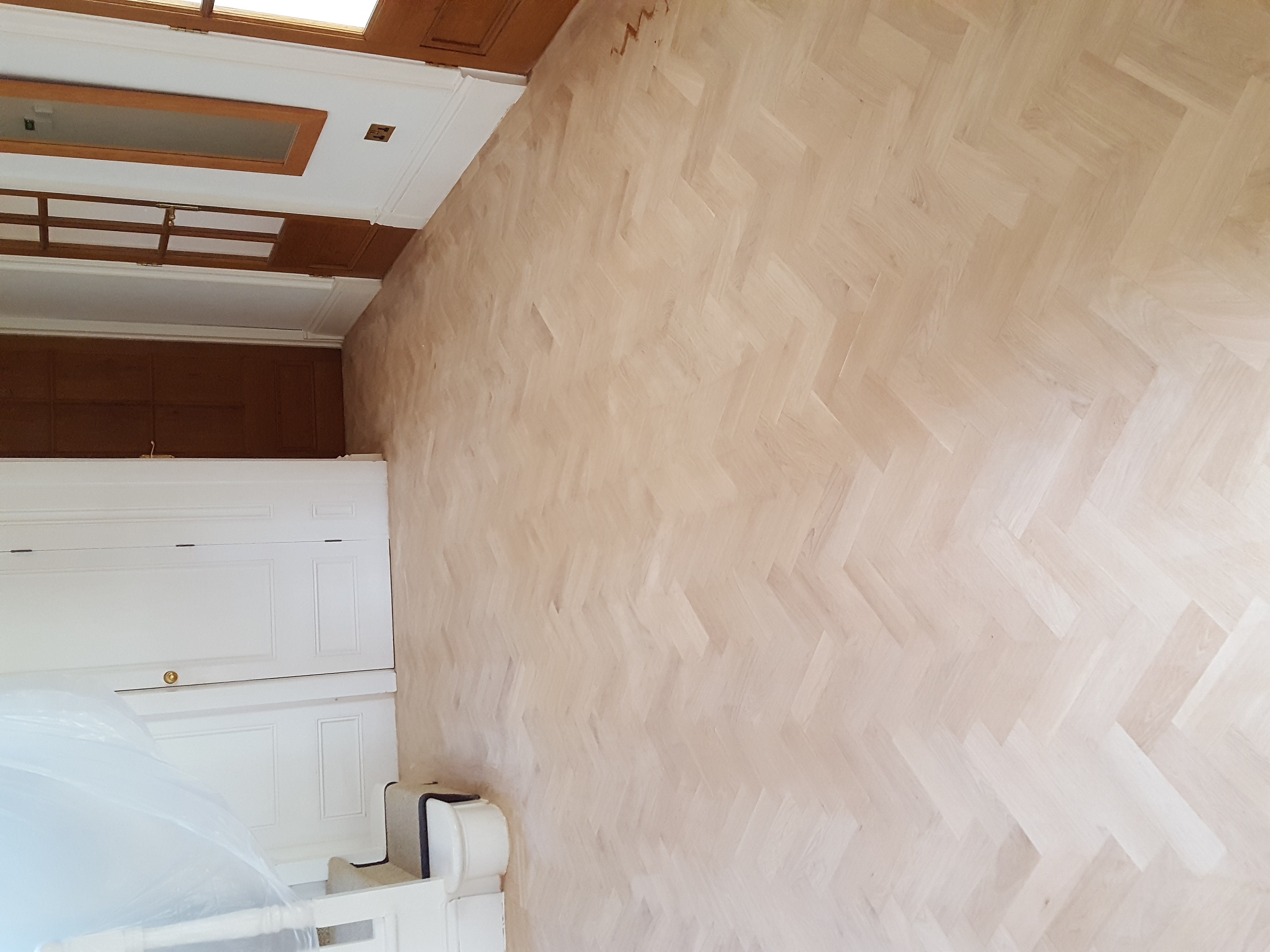 Parquet floor after sanding work in CR5