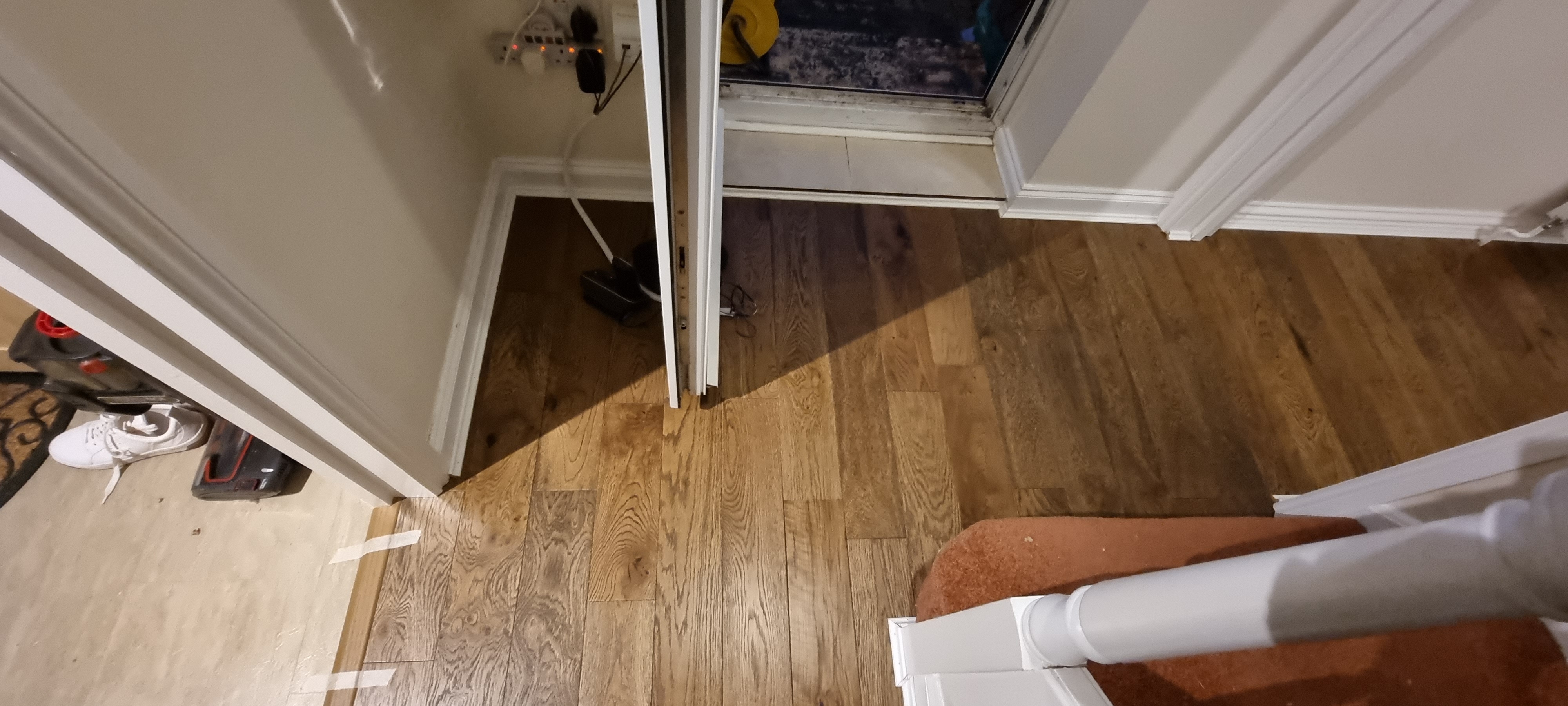 Engineered Wood floor after fitting work in DA16