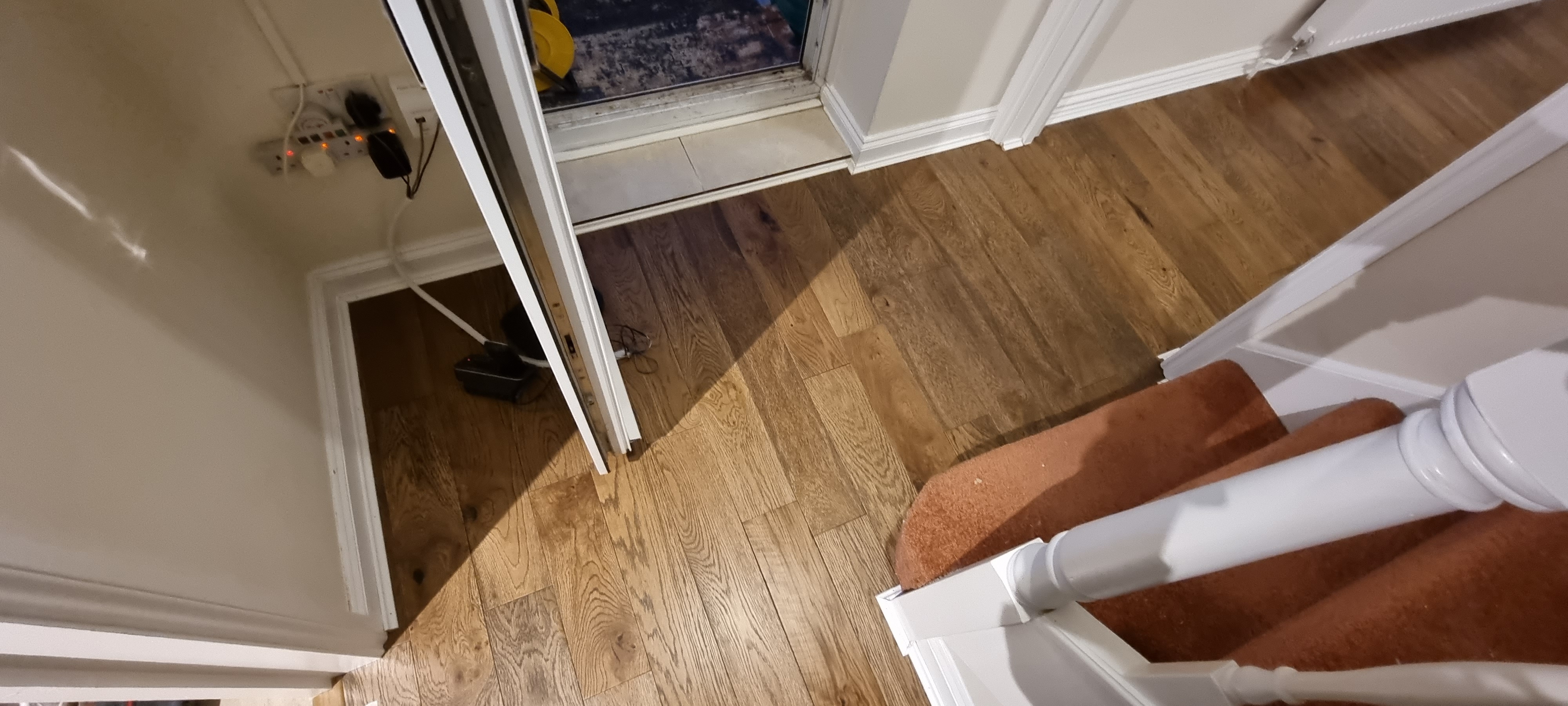 Engineered Wood floor after fitting work in DA16