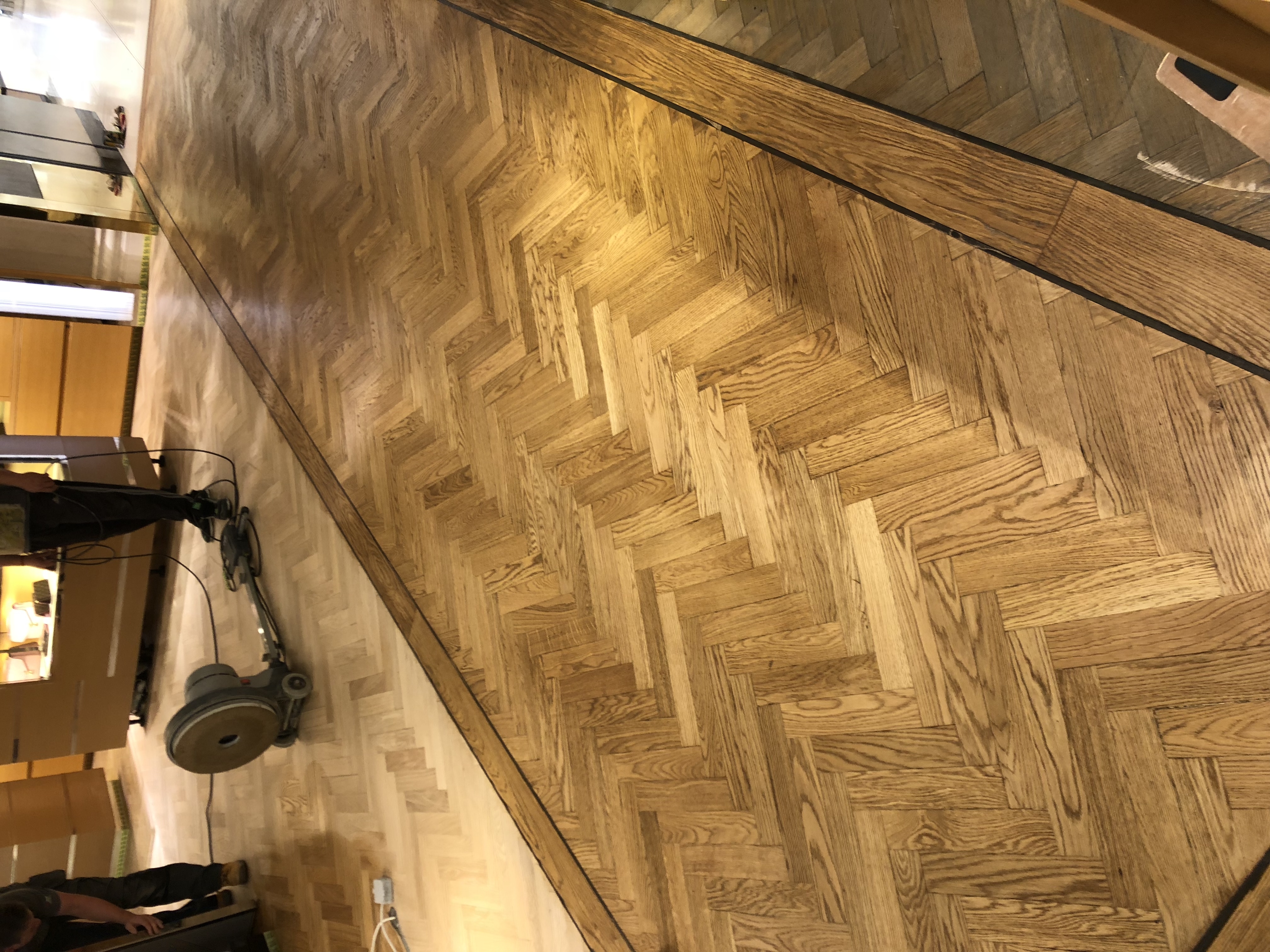 Parquet floor after sanding work in SW1X