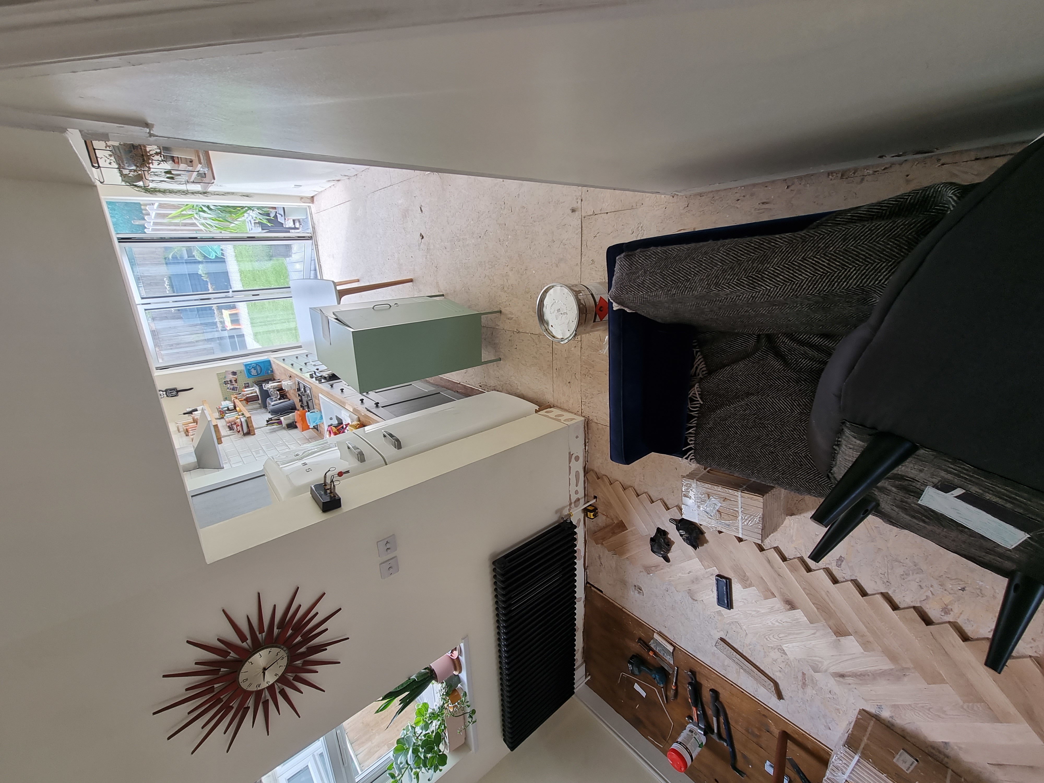 Parquet floor after sanding work in E10