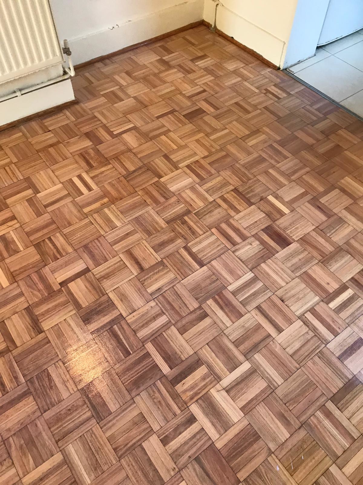 Parquet floor after sanding work in E17