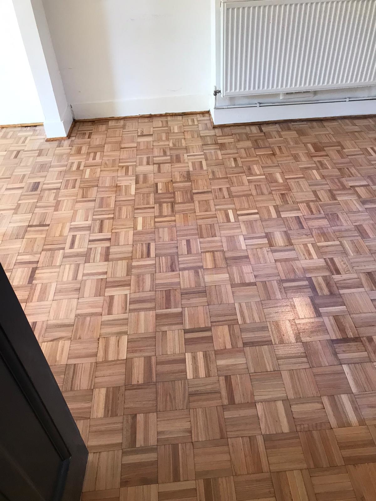 Parquet floor after sanding work in E17