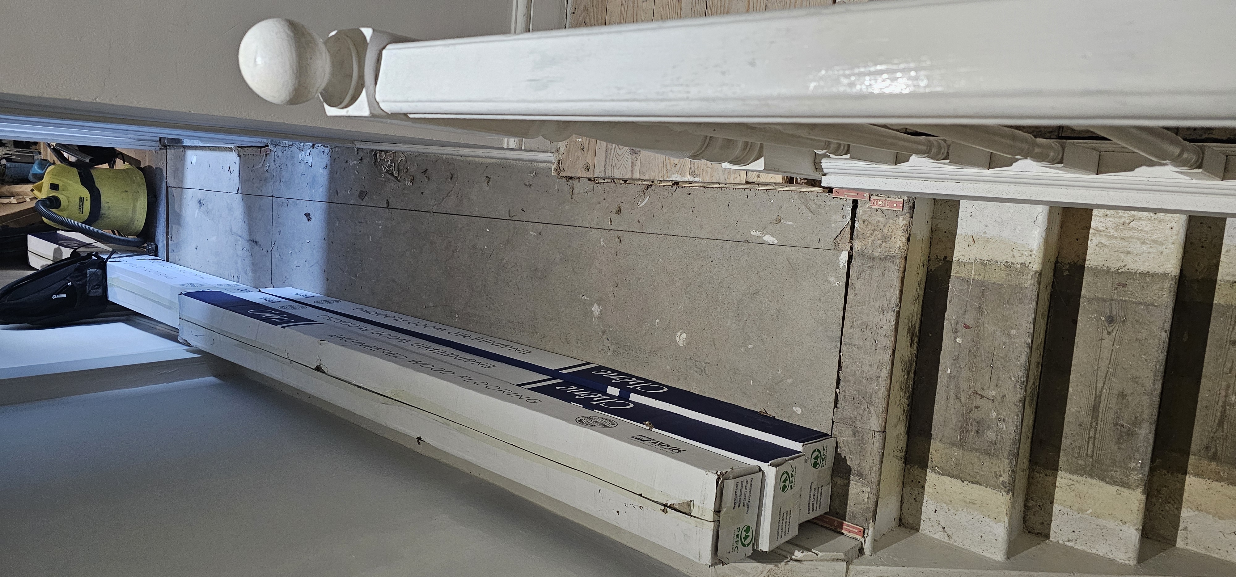 Engineered Wood floor after fitting work in E17