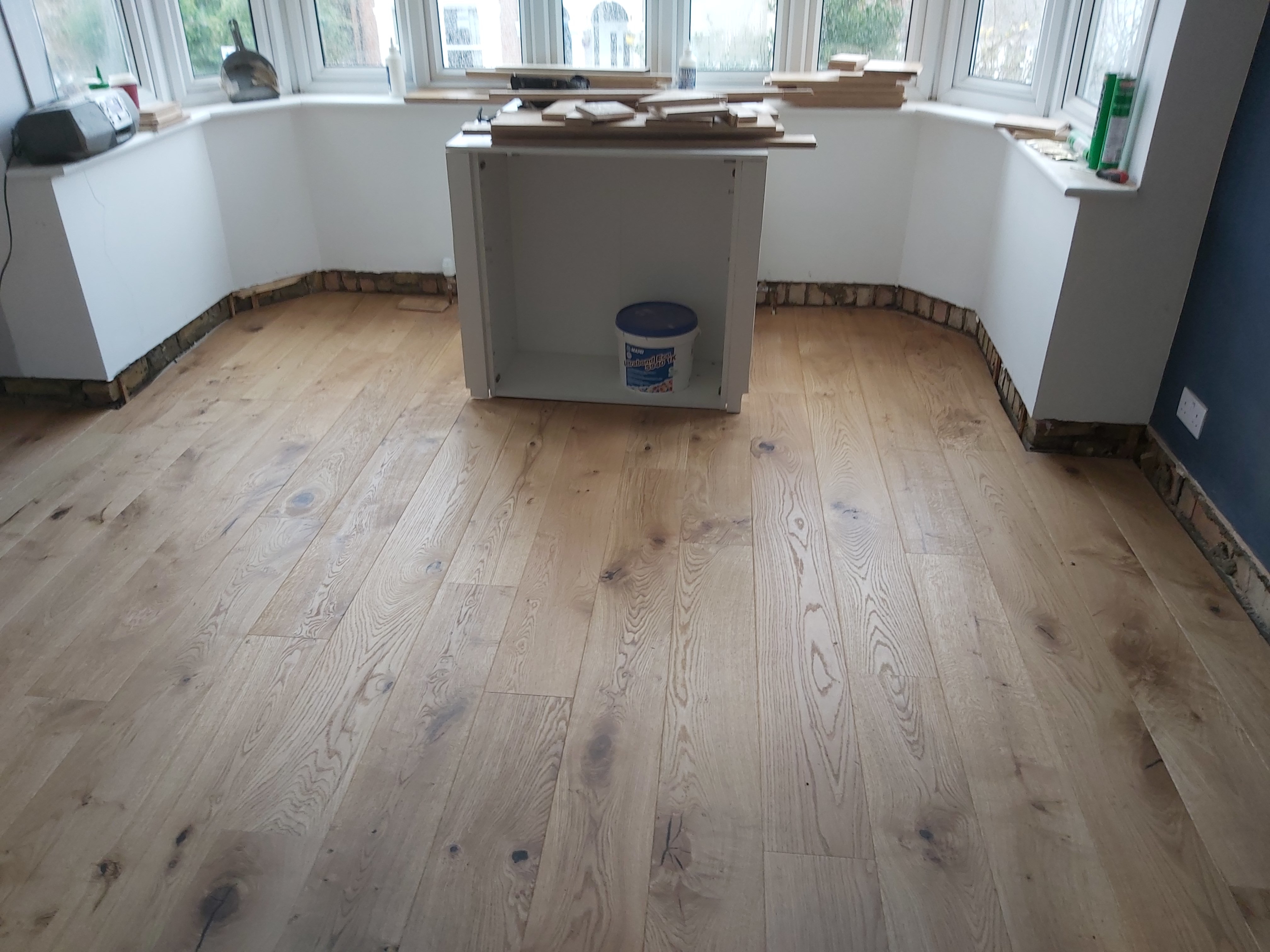 Engineered Wood floor after fitting work in E17