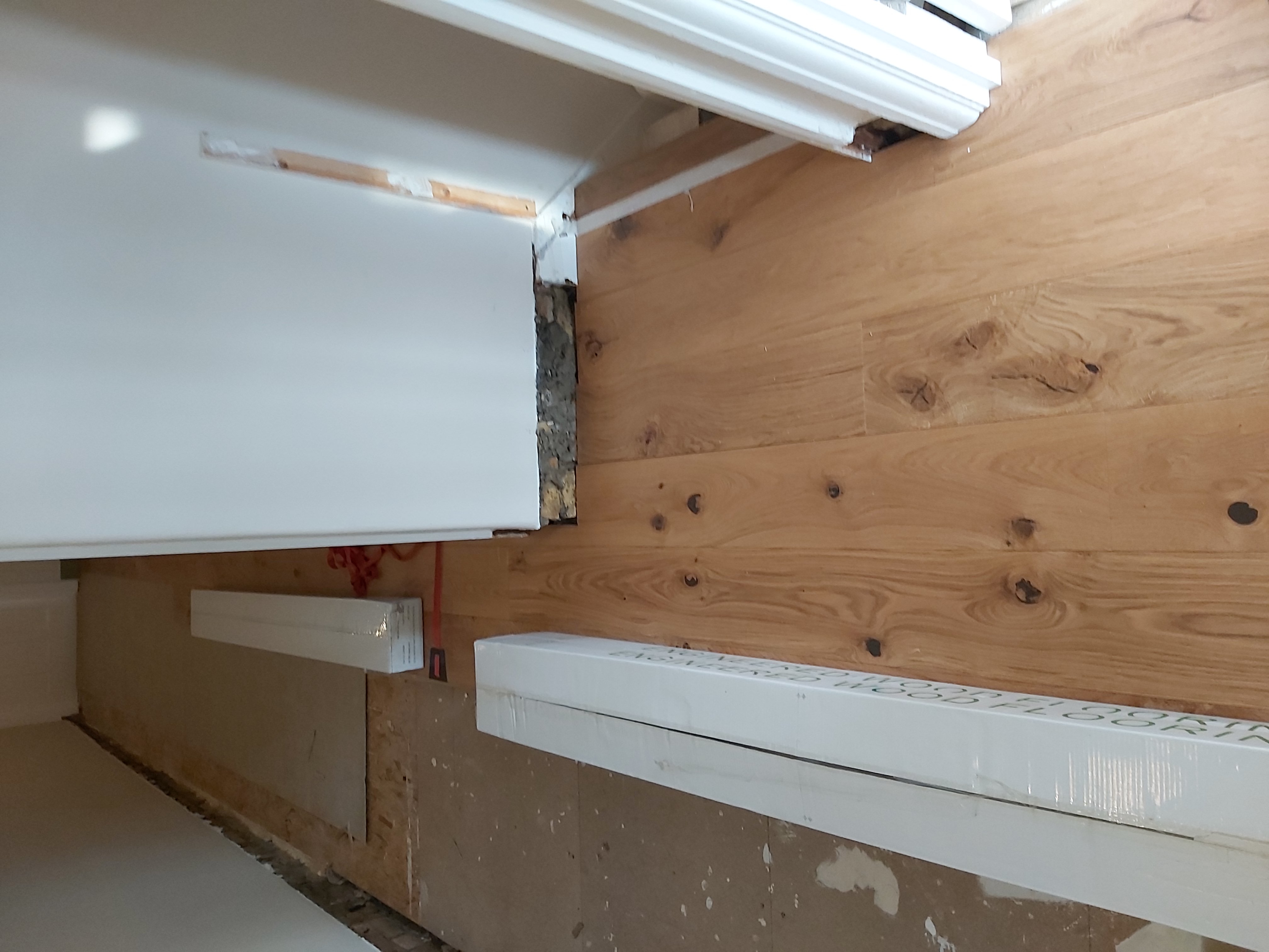 Engineered Wood floor after fitting work in E17