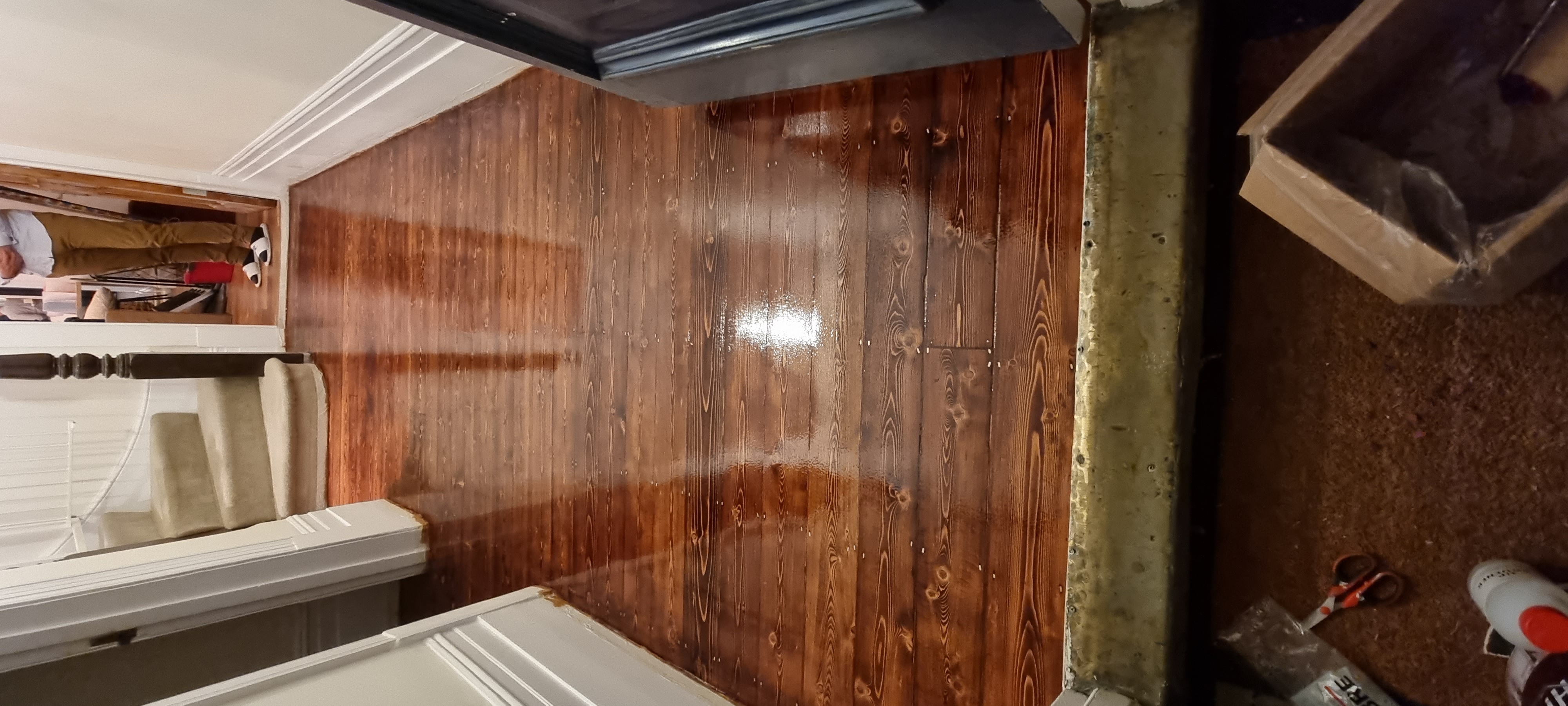 Floorboards floor after sanding work in E18