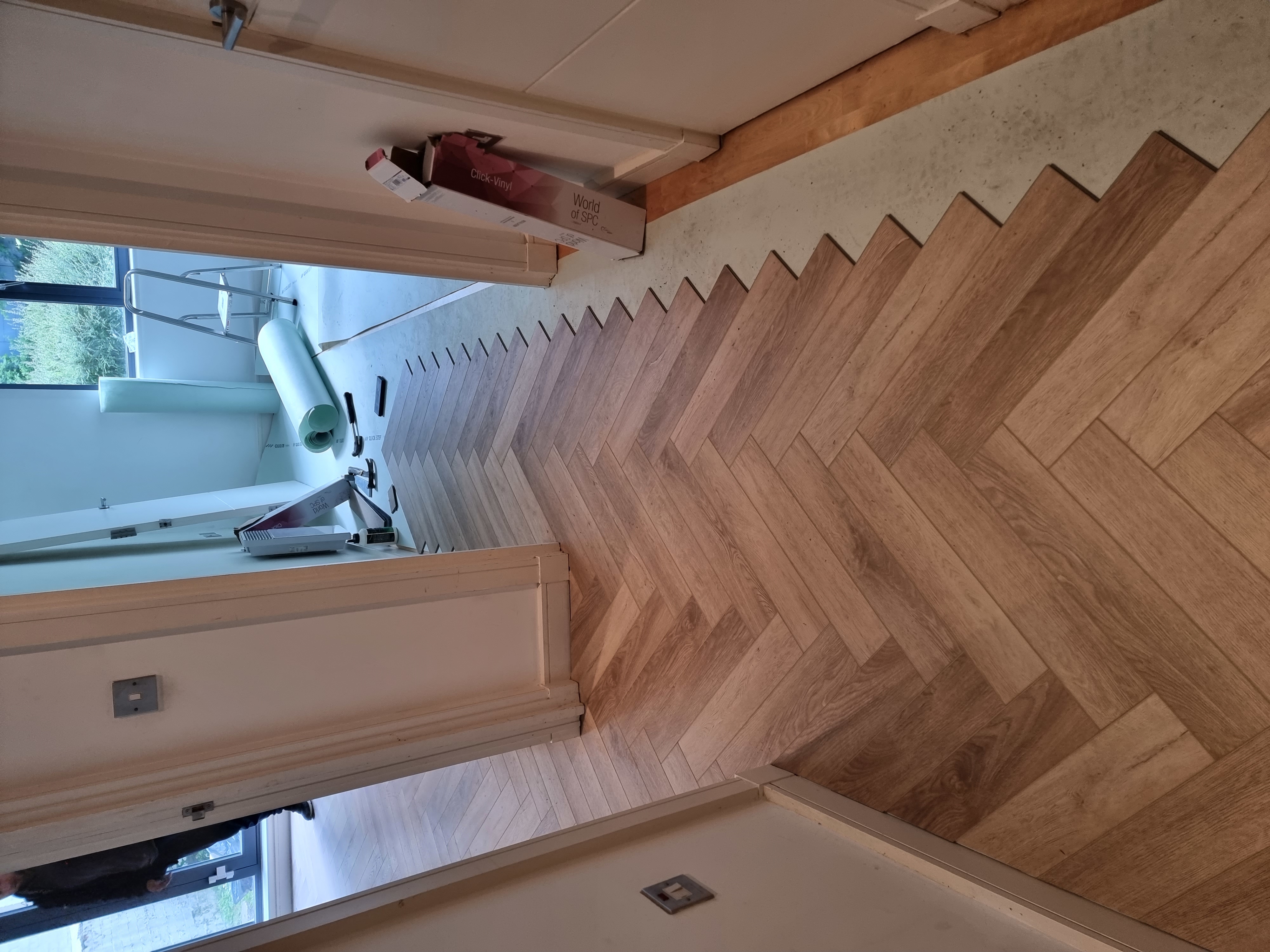 Herringbone Parquet floor after fitting work in E3
