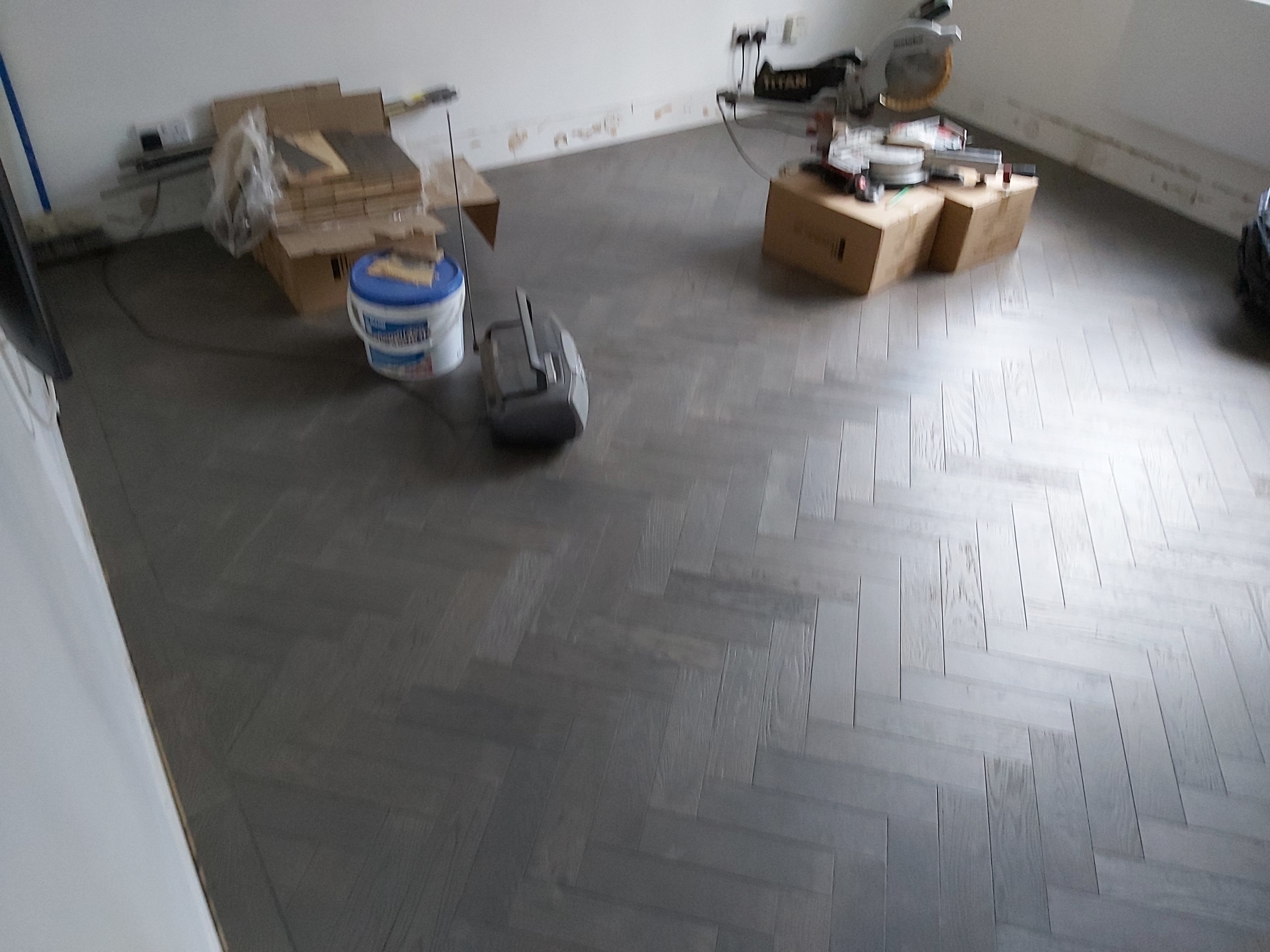 Parquet floor after fitting work in EC1M