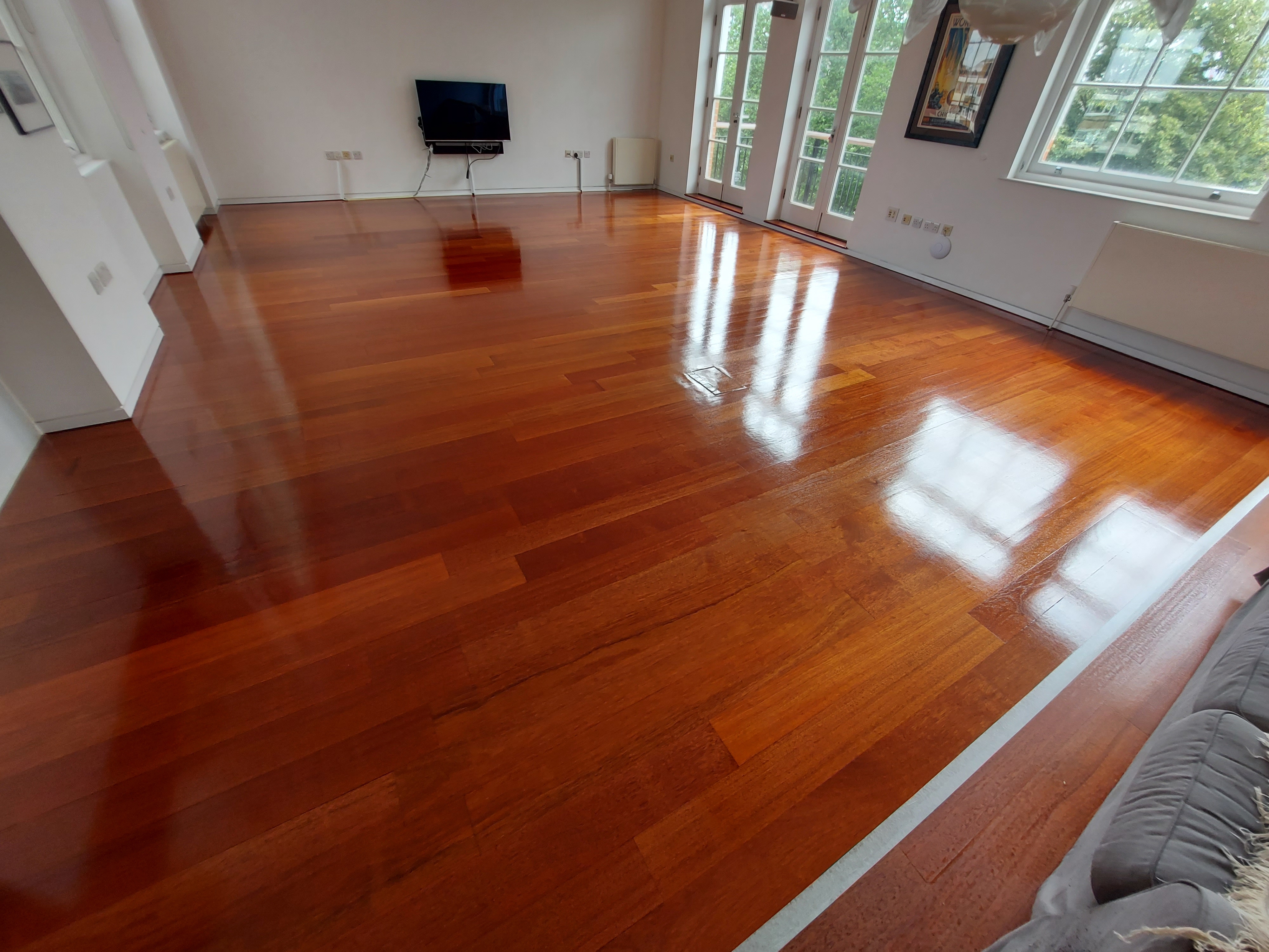 Hardwood floor after sanding work in EC1V