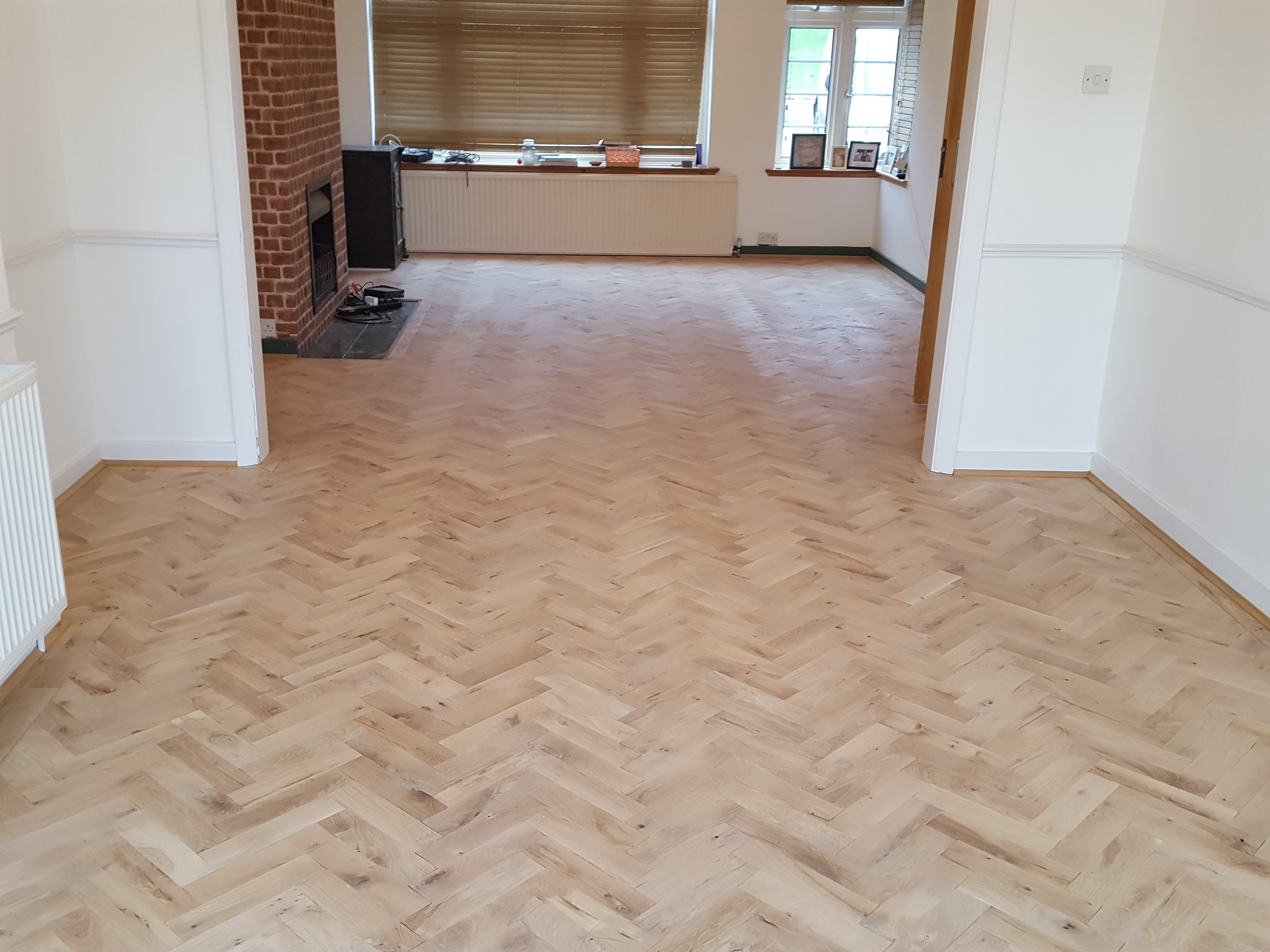 Parquet floor after sanding work in EN2