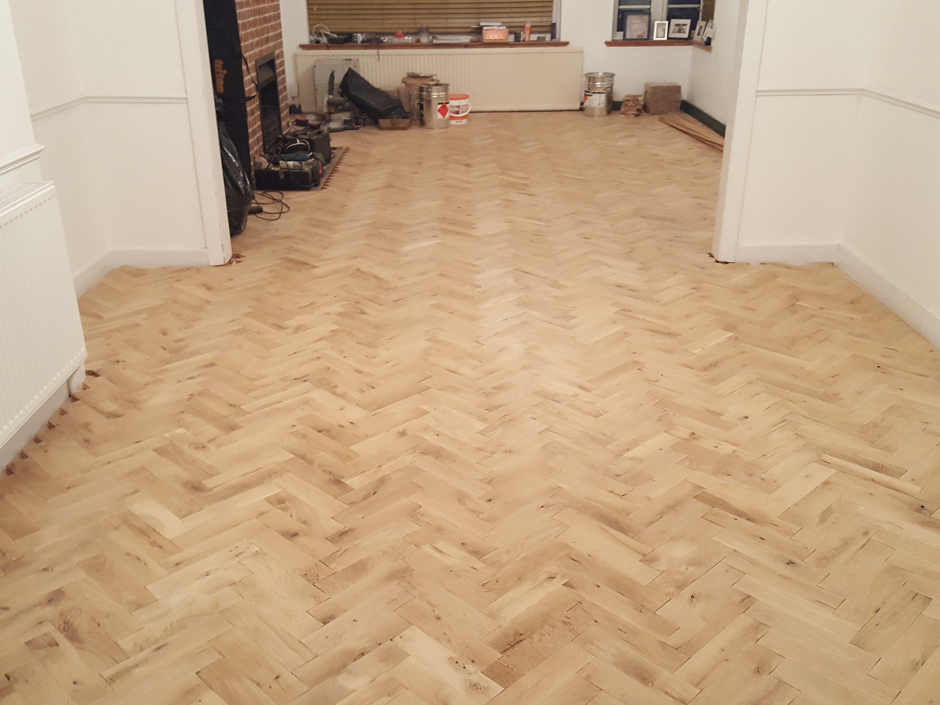 Parquet floor after sanding work in EN2