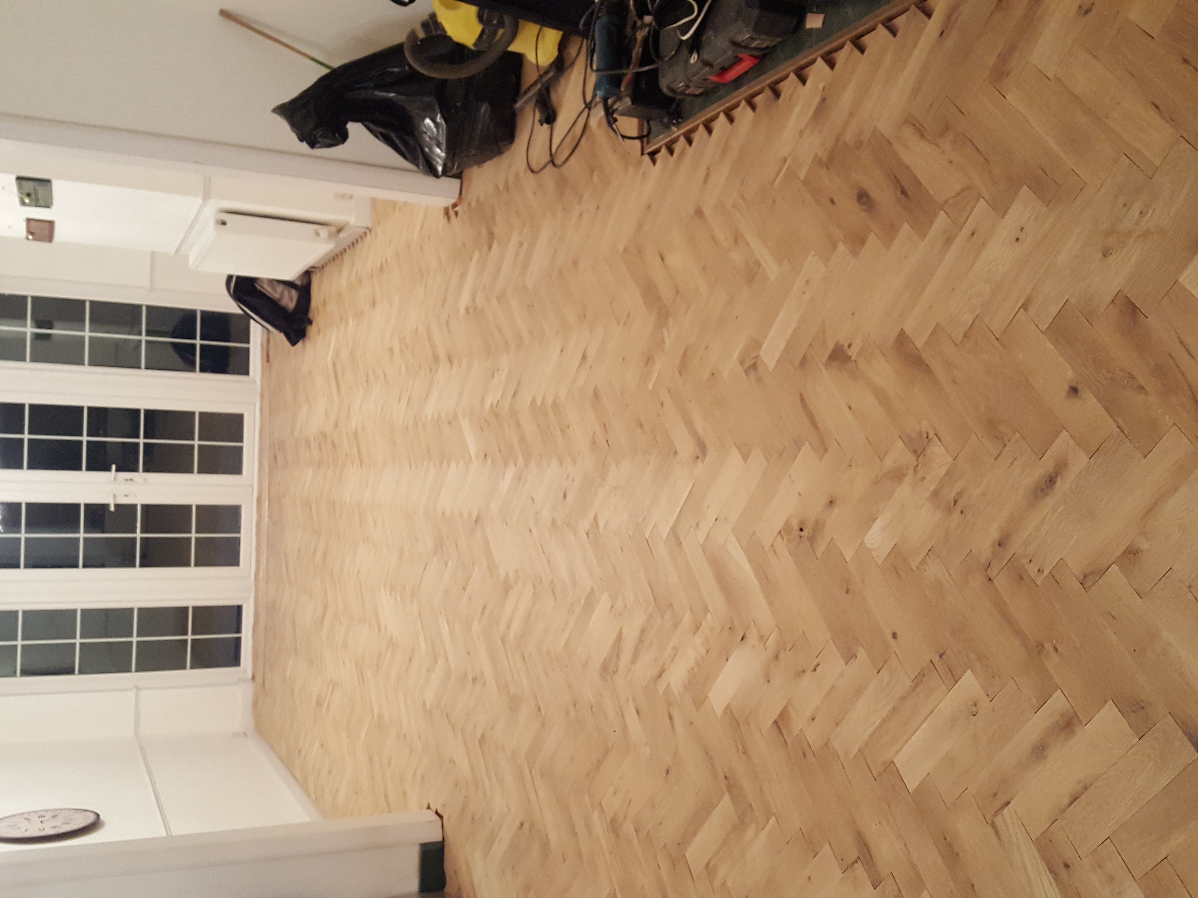 Parquet floor after sanding work in EN2