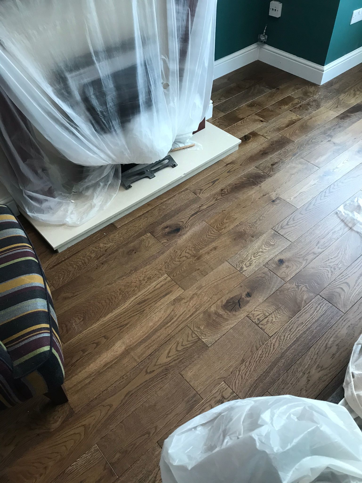 Engineered Wood floor after fitting work in EN8