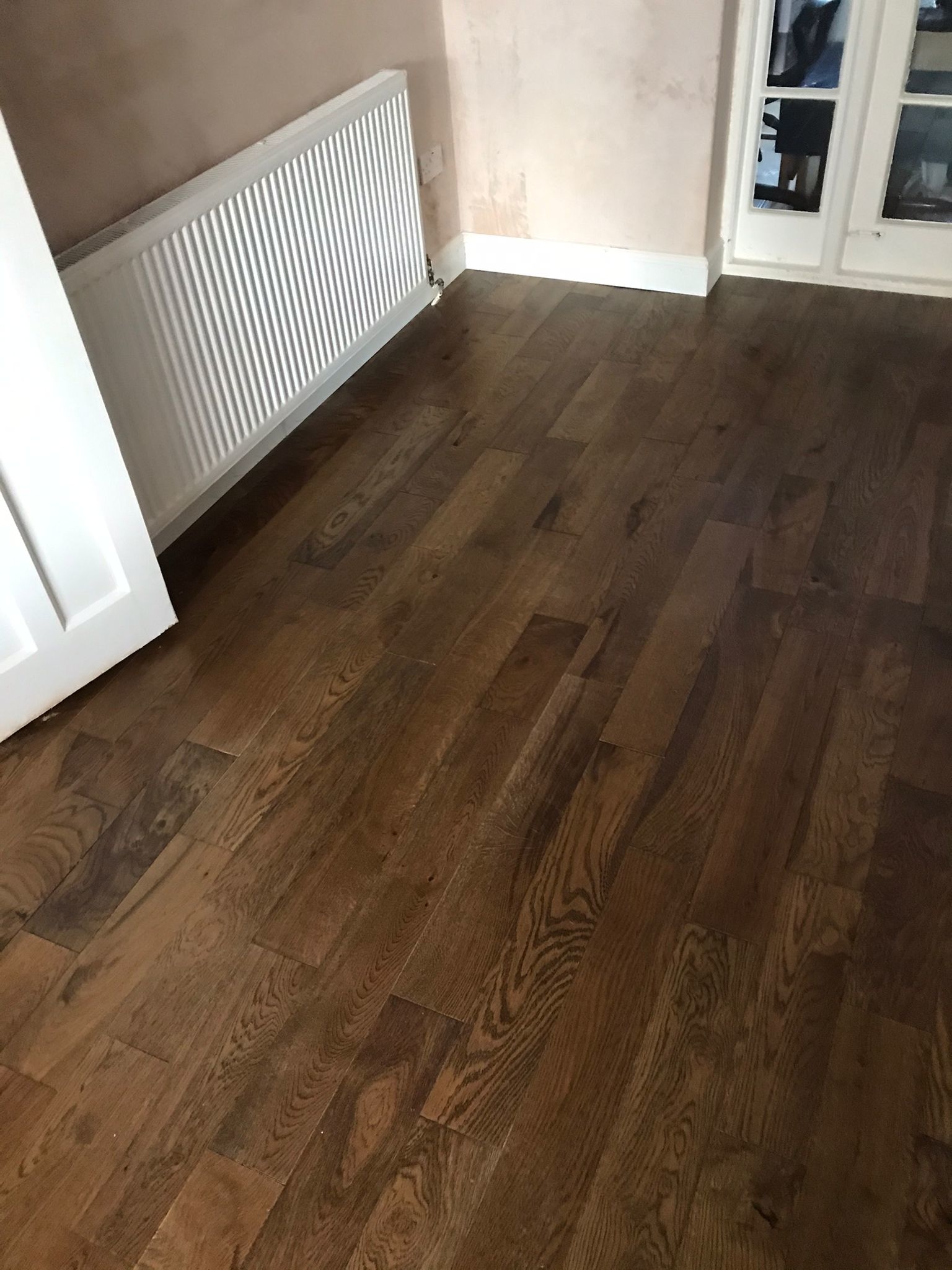 Engineered Wood floor after fitting work in EN8
