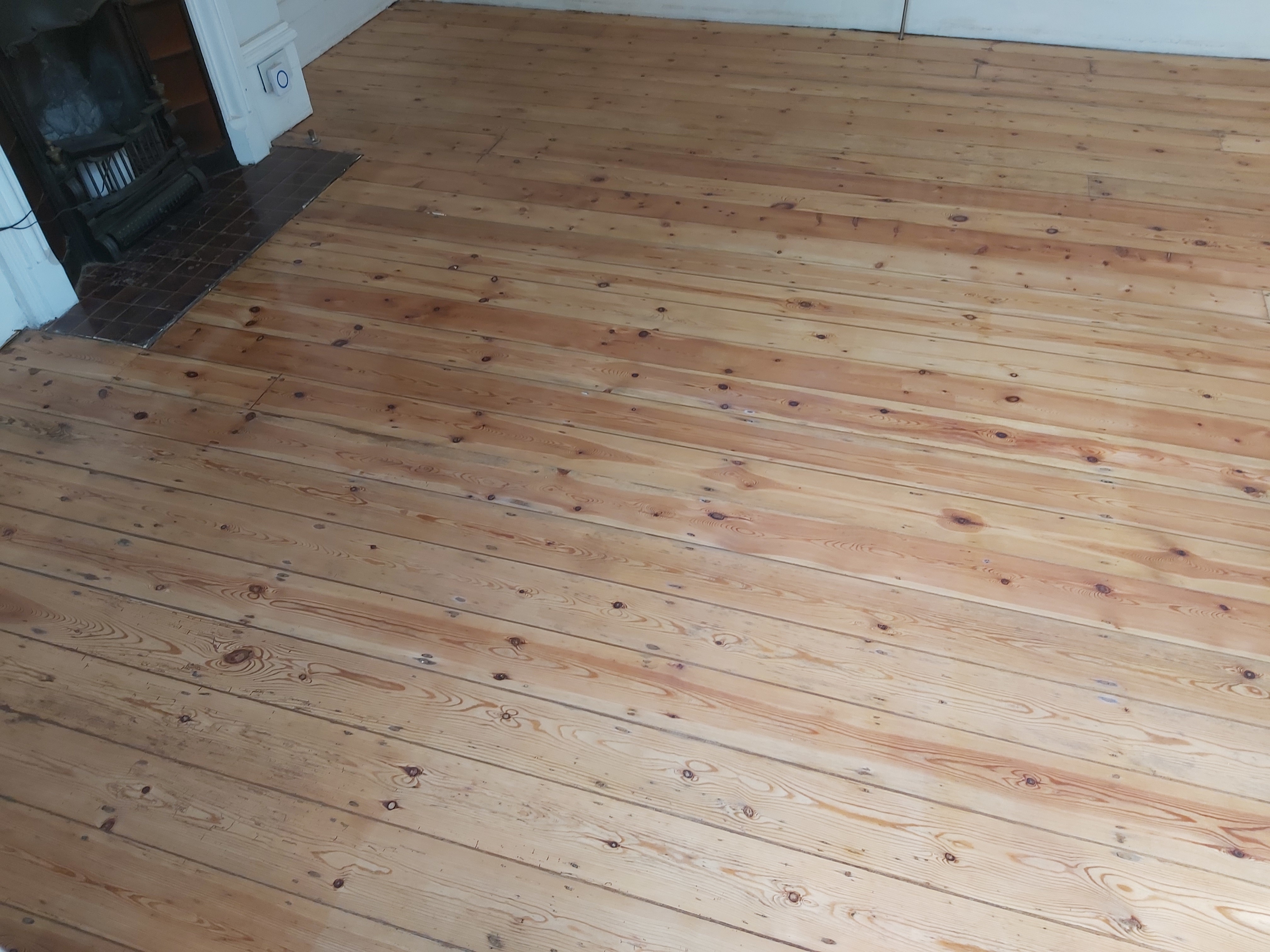 Floorboards floor after sanding work in HA1
