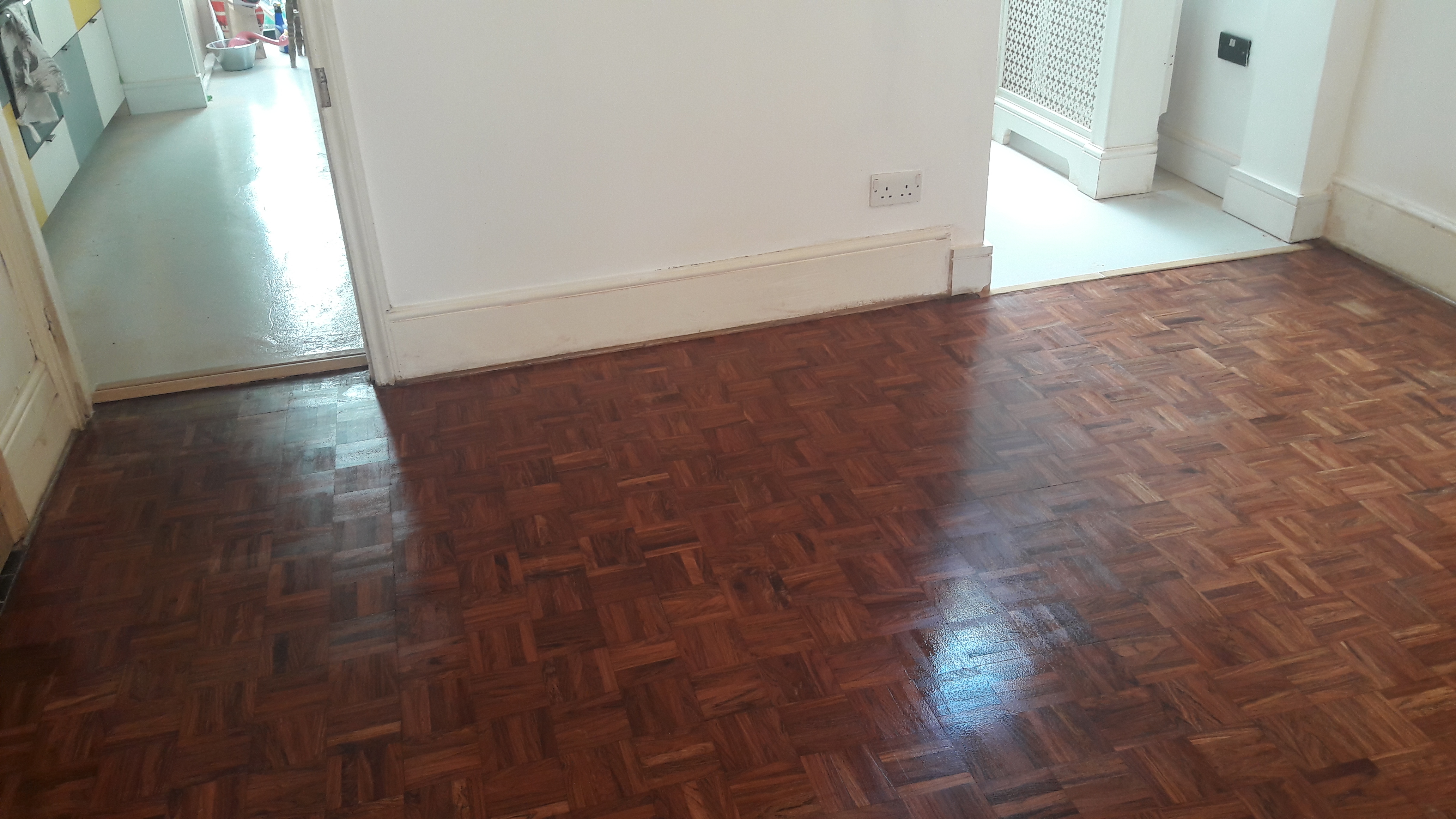 Parquet floor after sanding work in HA3