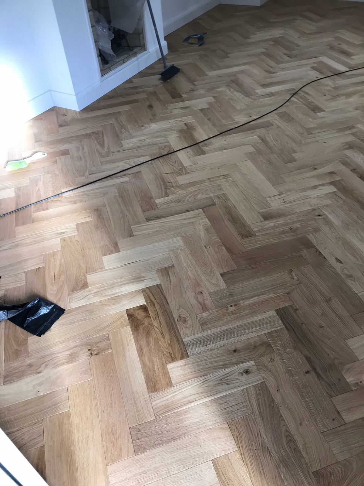Engineered Wood floor after fitting work in HA7