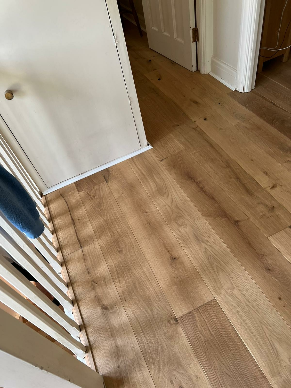 Engineered Wood floor after fitting work in HA8