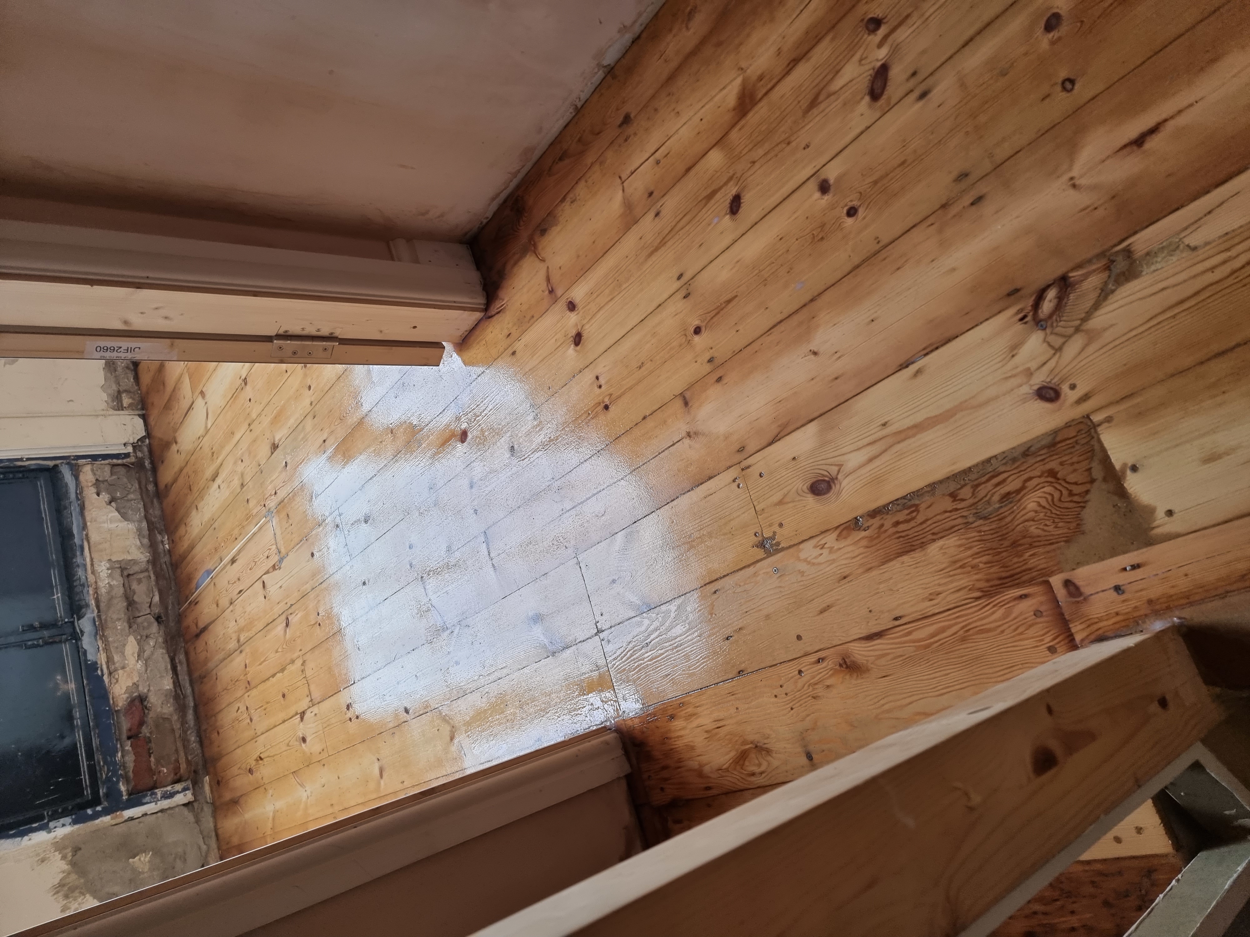 Floorboards floor after sanding work in KT6