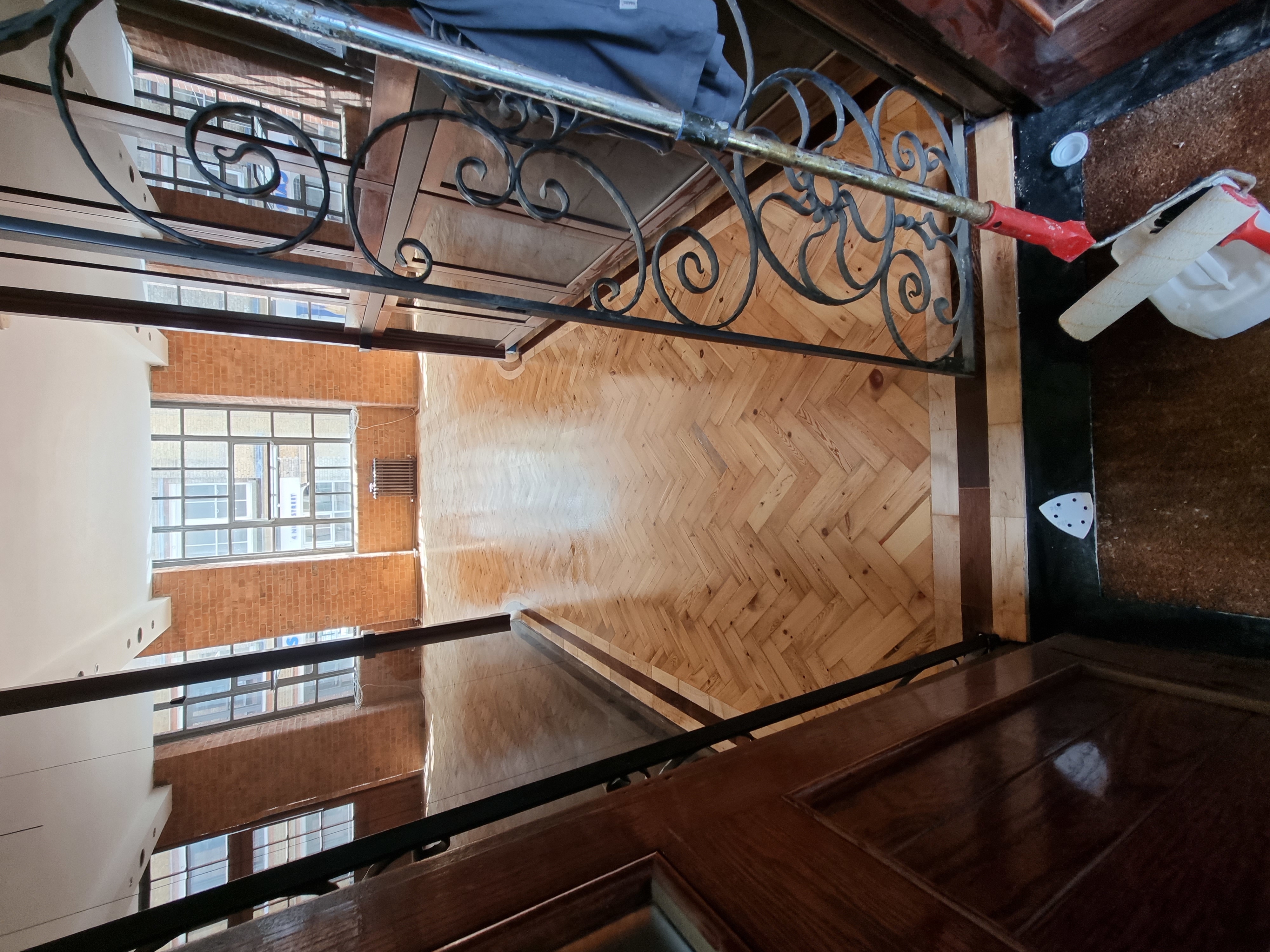 Parquet floor after sanding work in N1