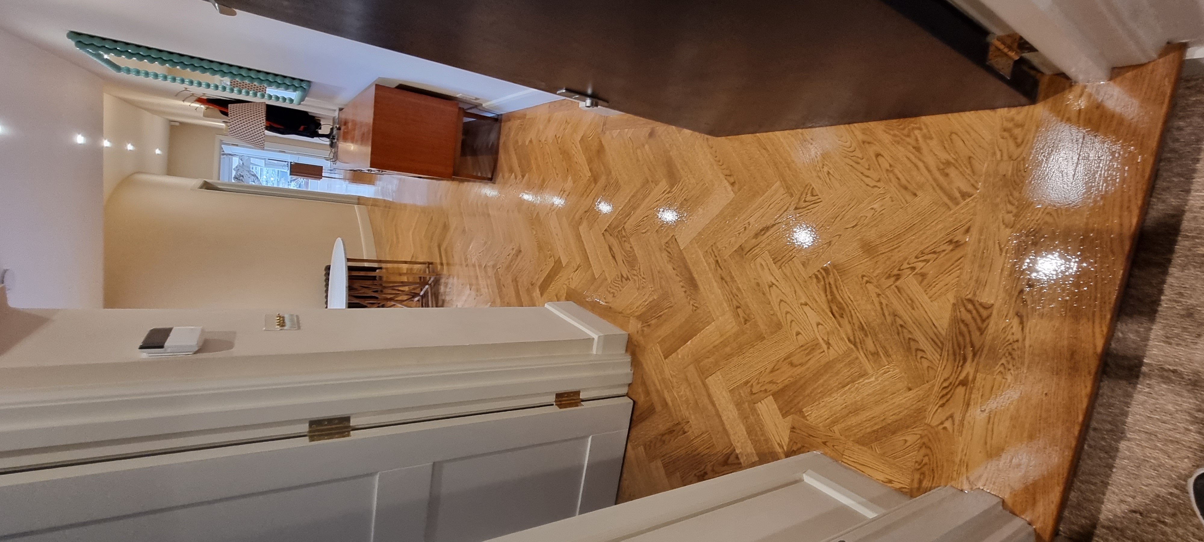 Parquet floor after sanding work in N1