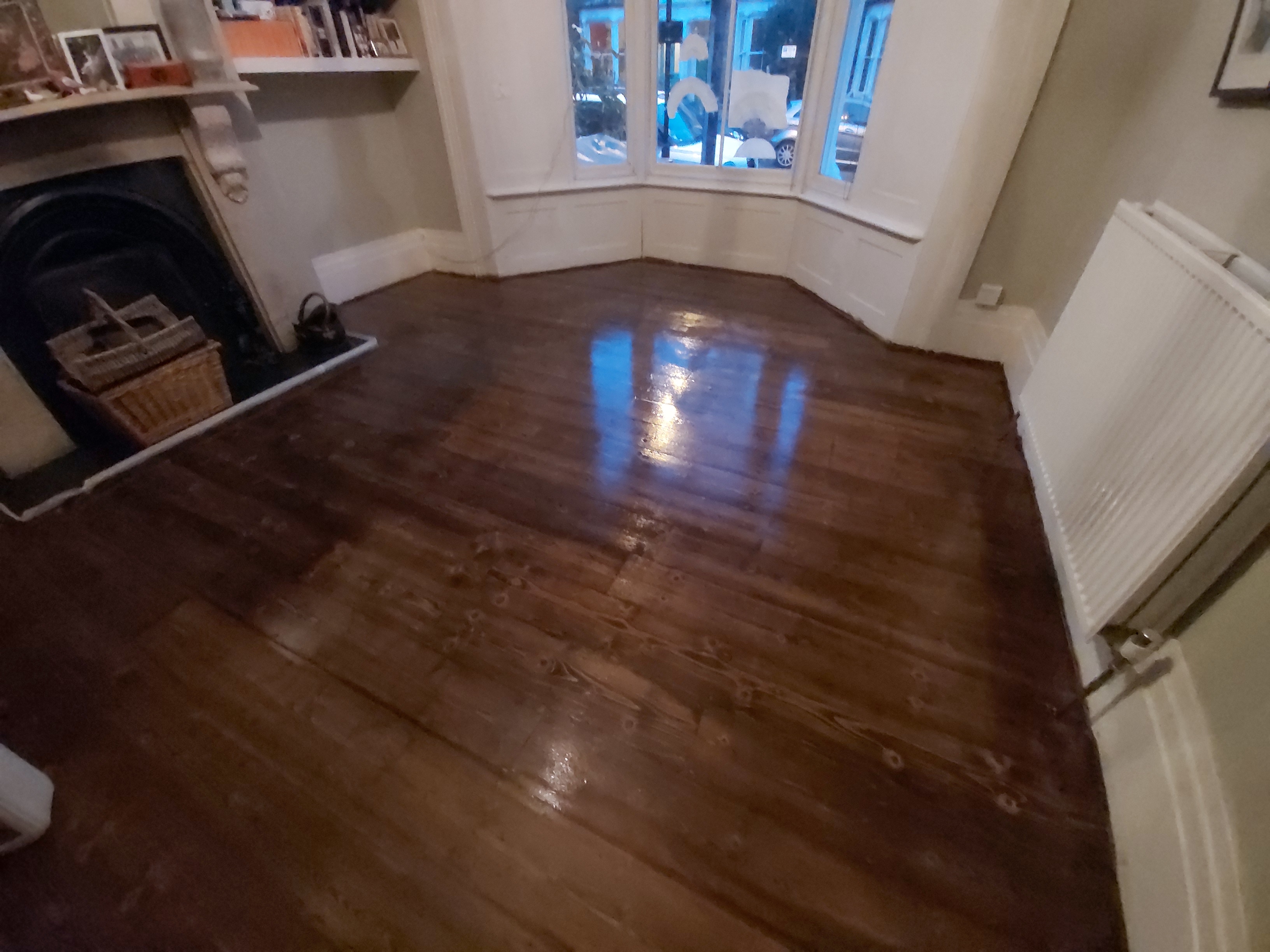 Floorboards floor after sanding work in N16