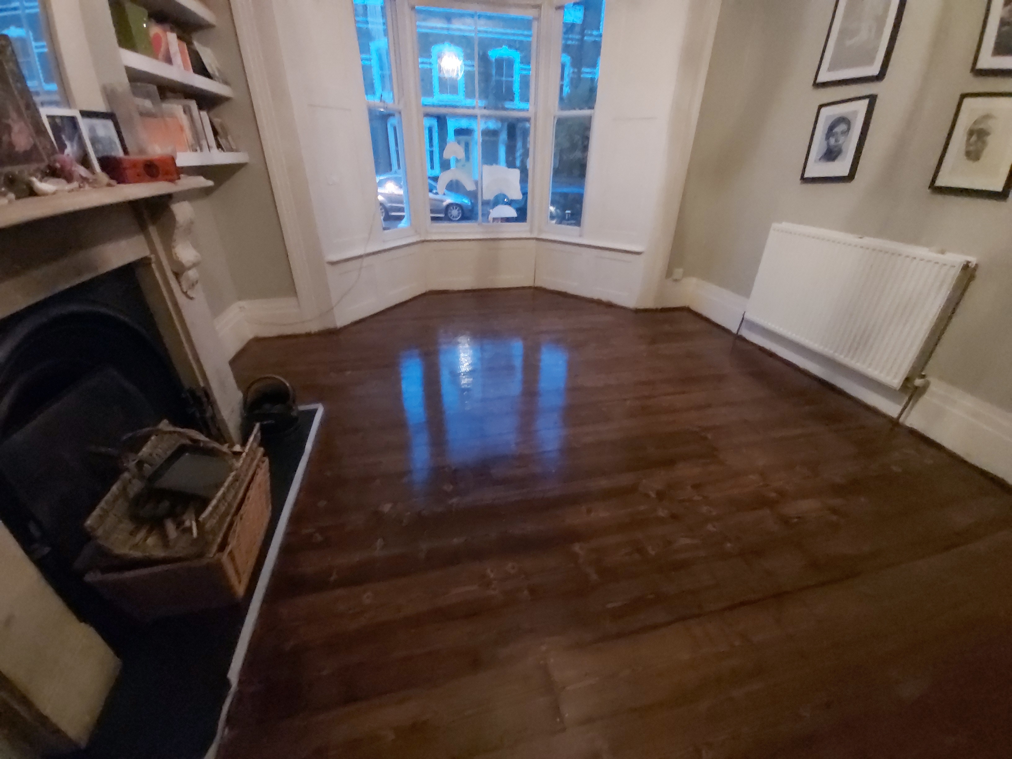 Floorboards floor after sanding work in N16