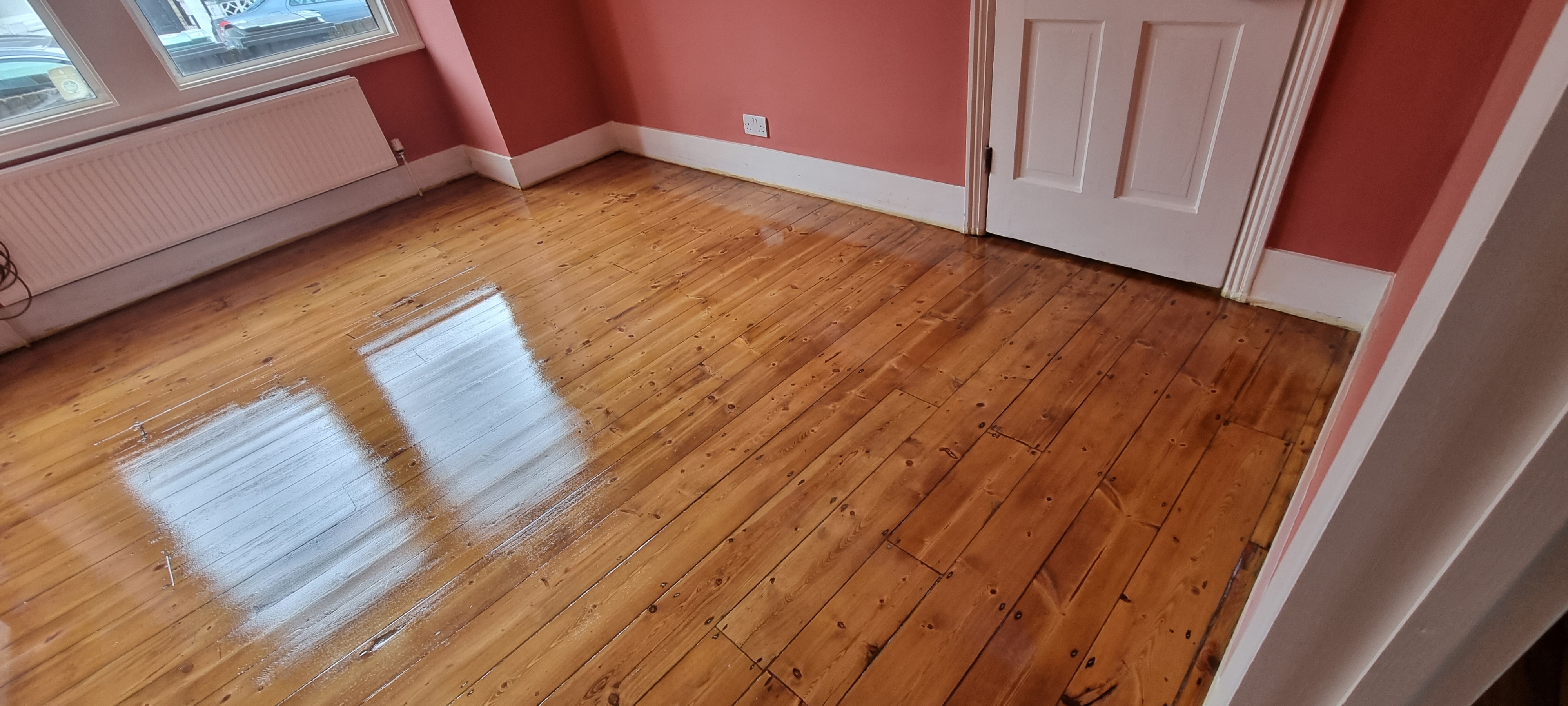 Floorboards floor after sanding work in N17