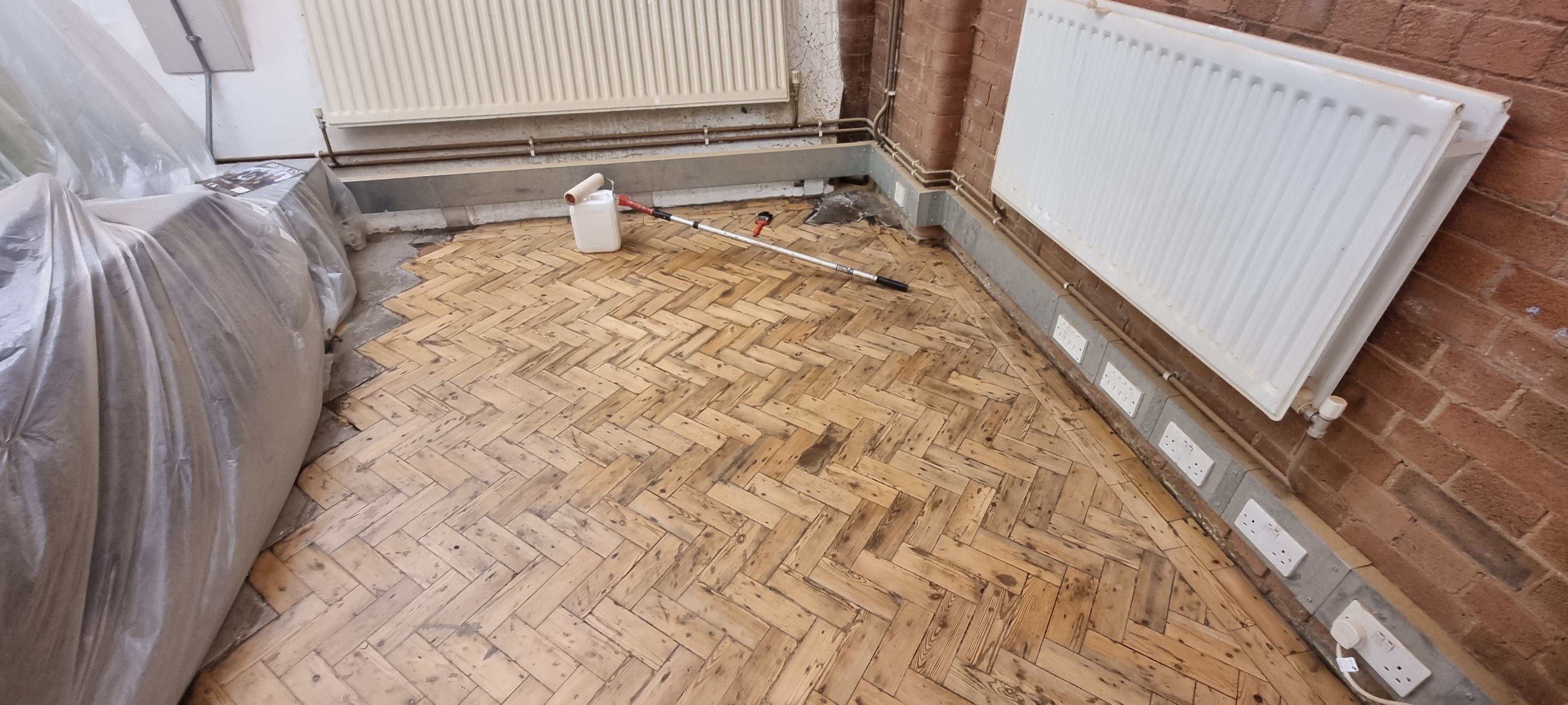 Parquet floor after sanding work in N1