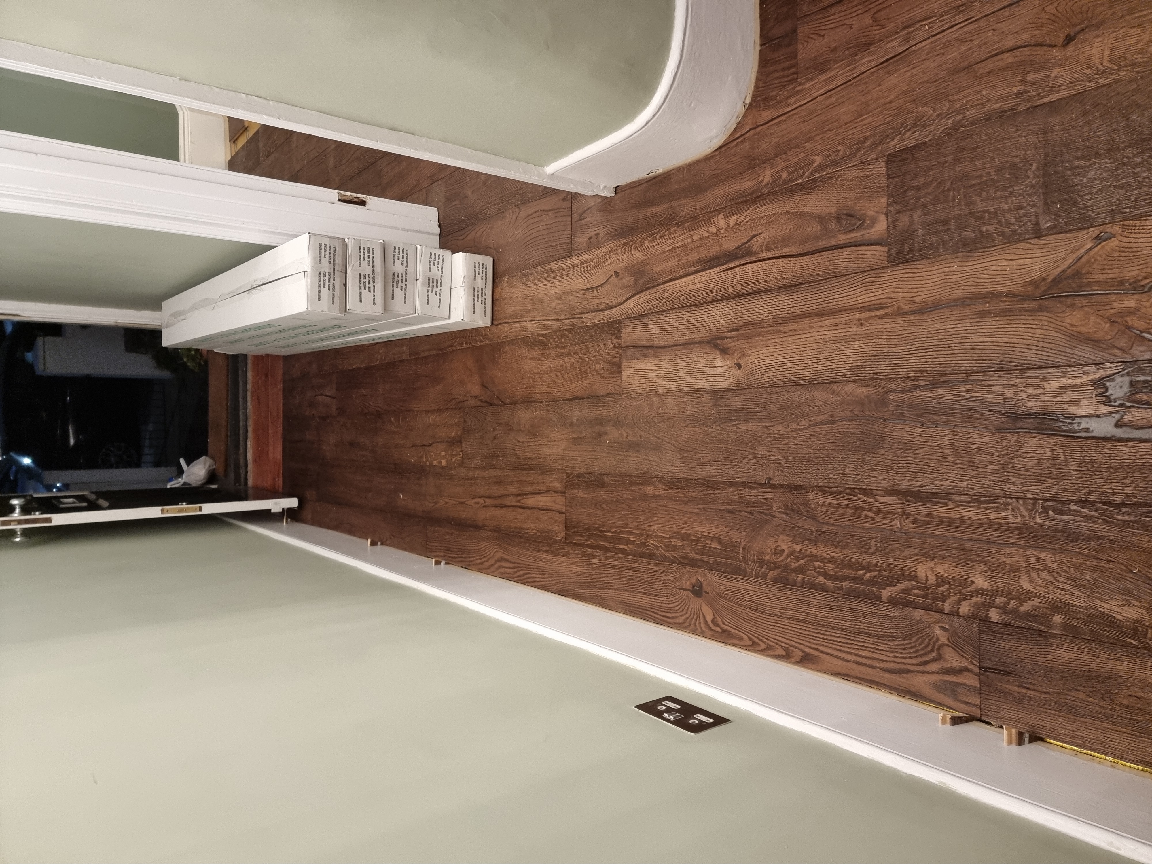 Engineered Wood floor after fitting work in N19