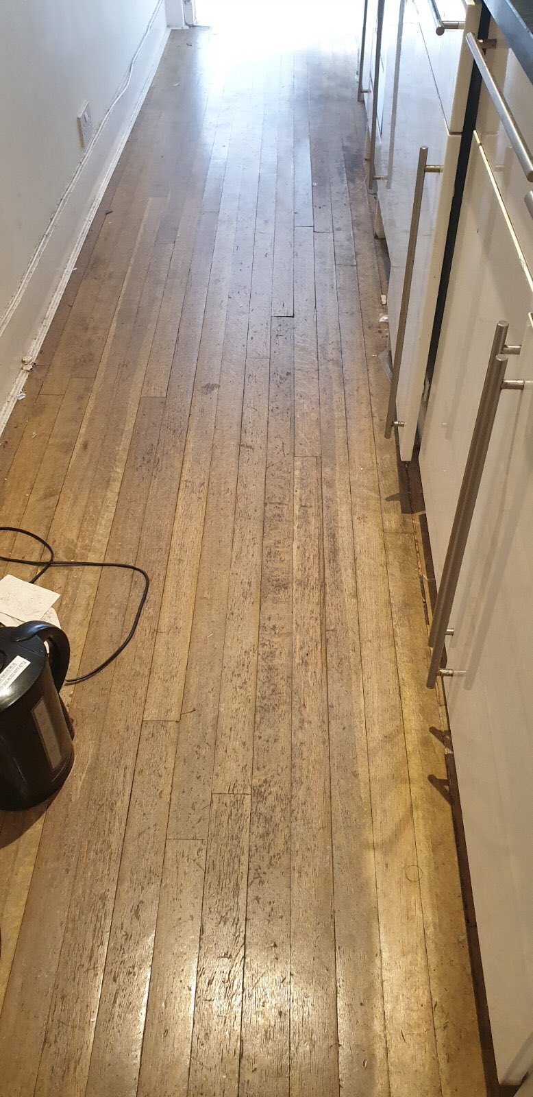 Hardwood floor after sanding work in N1
