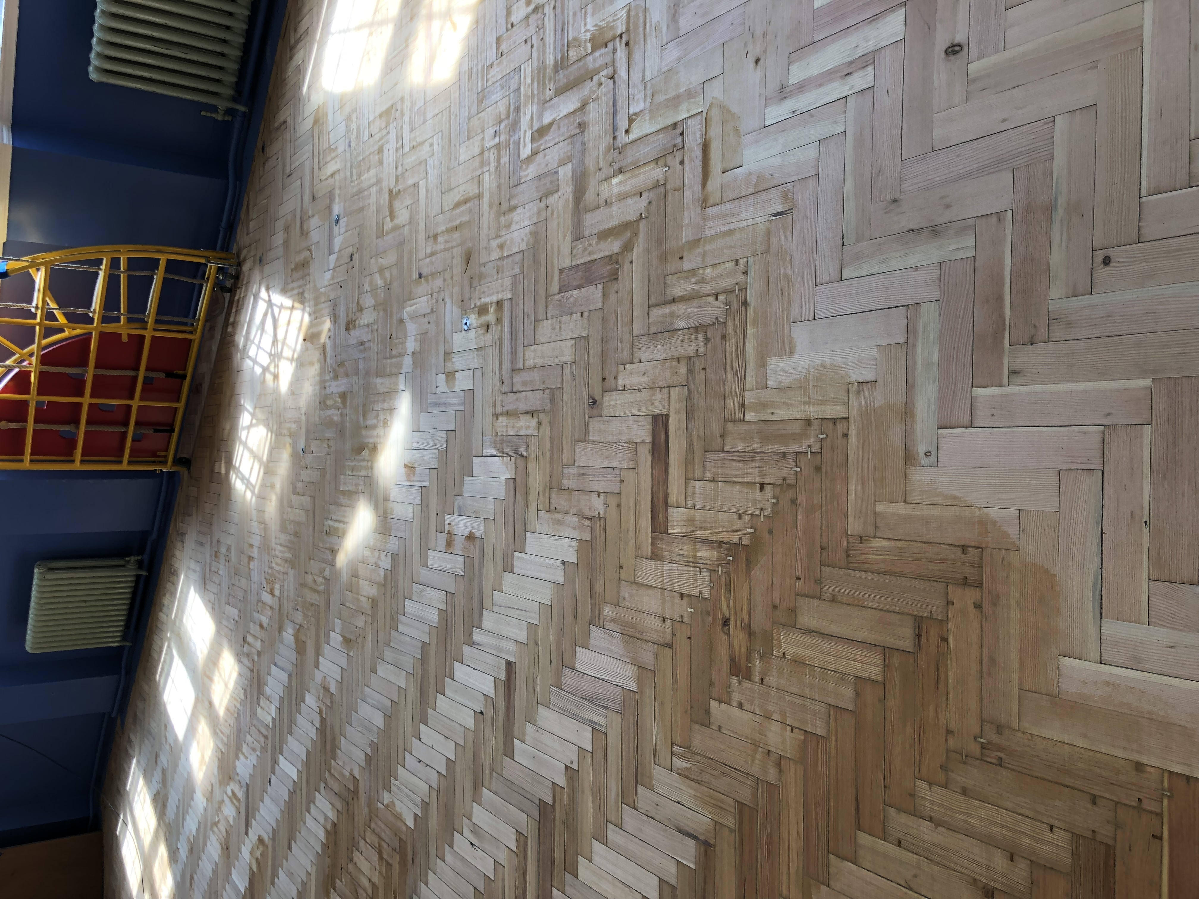 Parquet floor after sanding work in N2