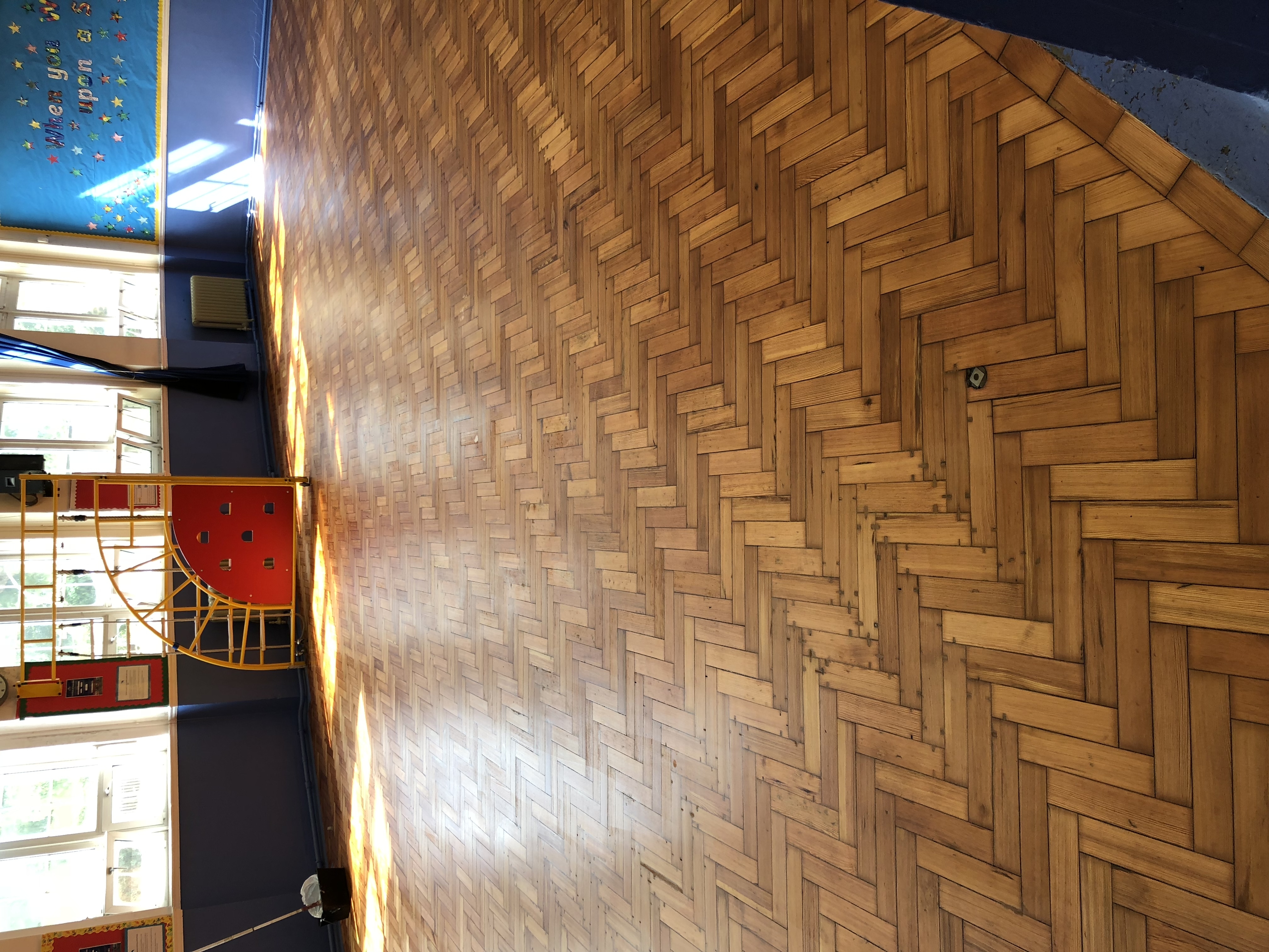 Parquet floor after sanding work in N2