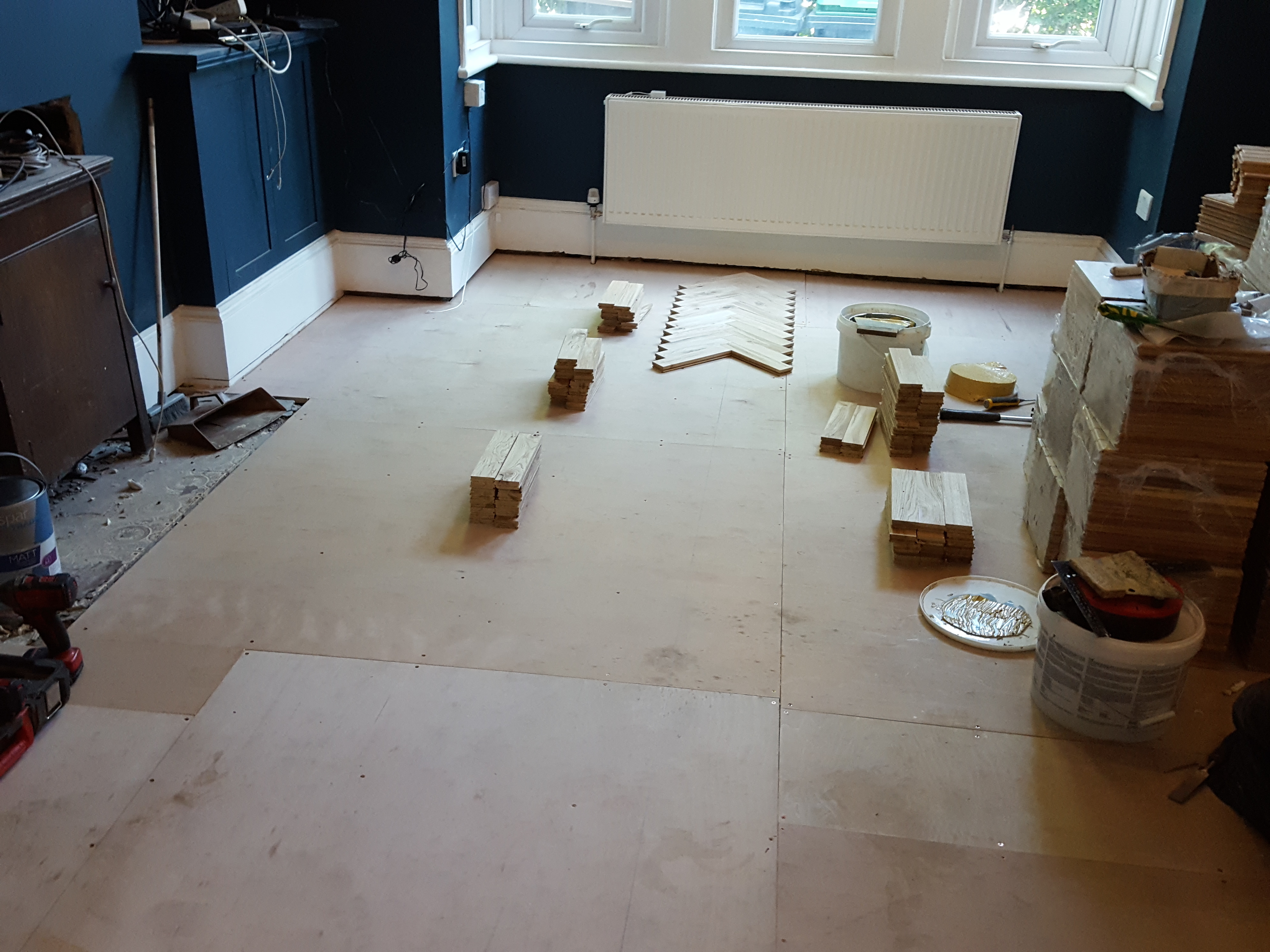 Parquet floor after sanding work in N4