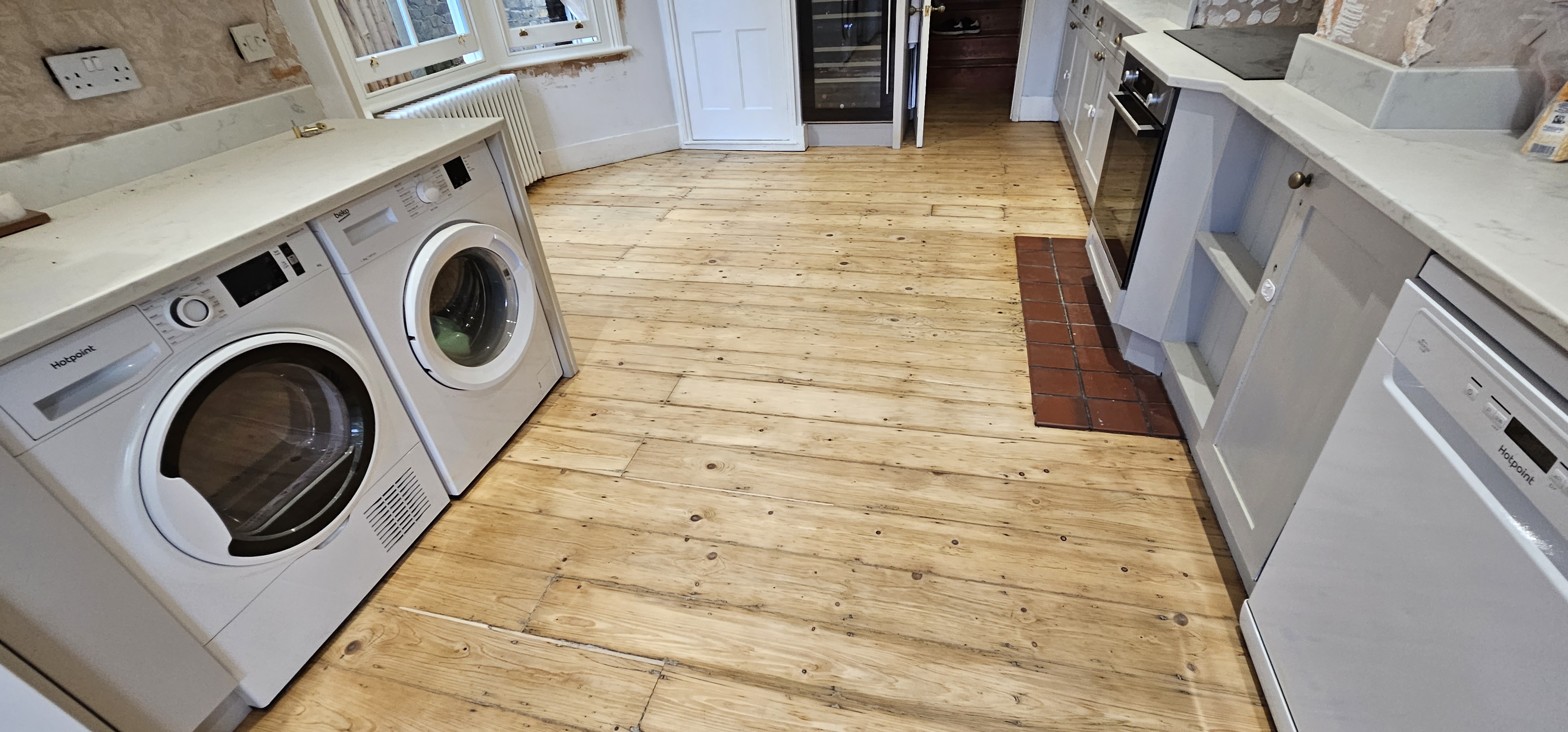 Floorboards floor after sanding work in N8