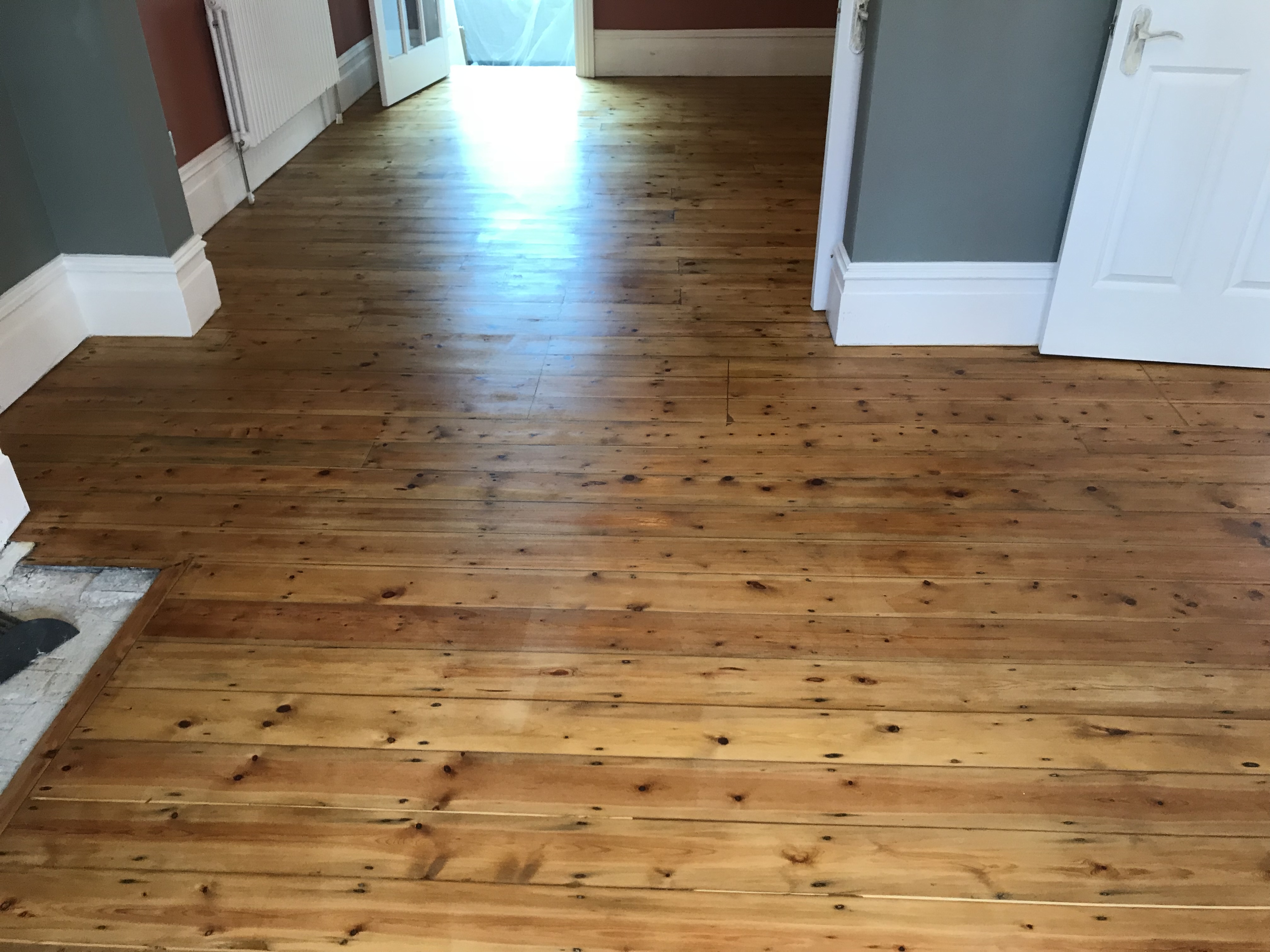 Floorboards floor after sanding work in N8