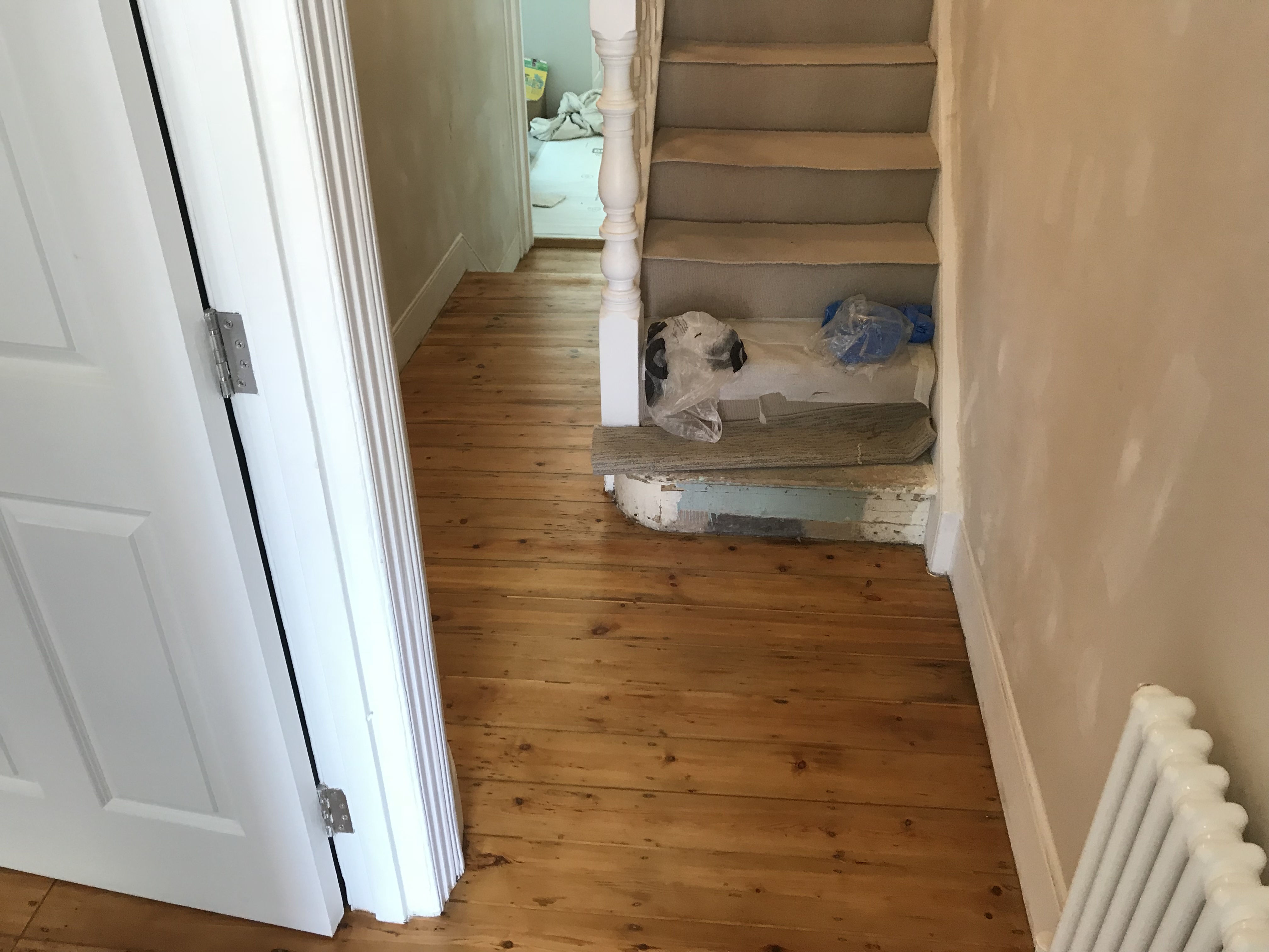 Floorboards floor after sanding work in N8