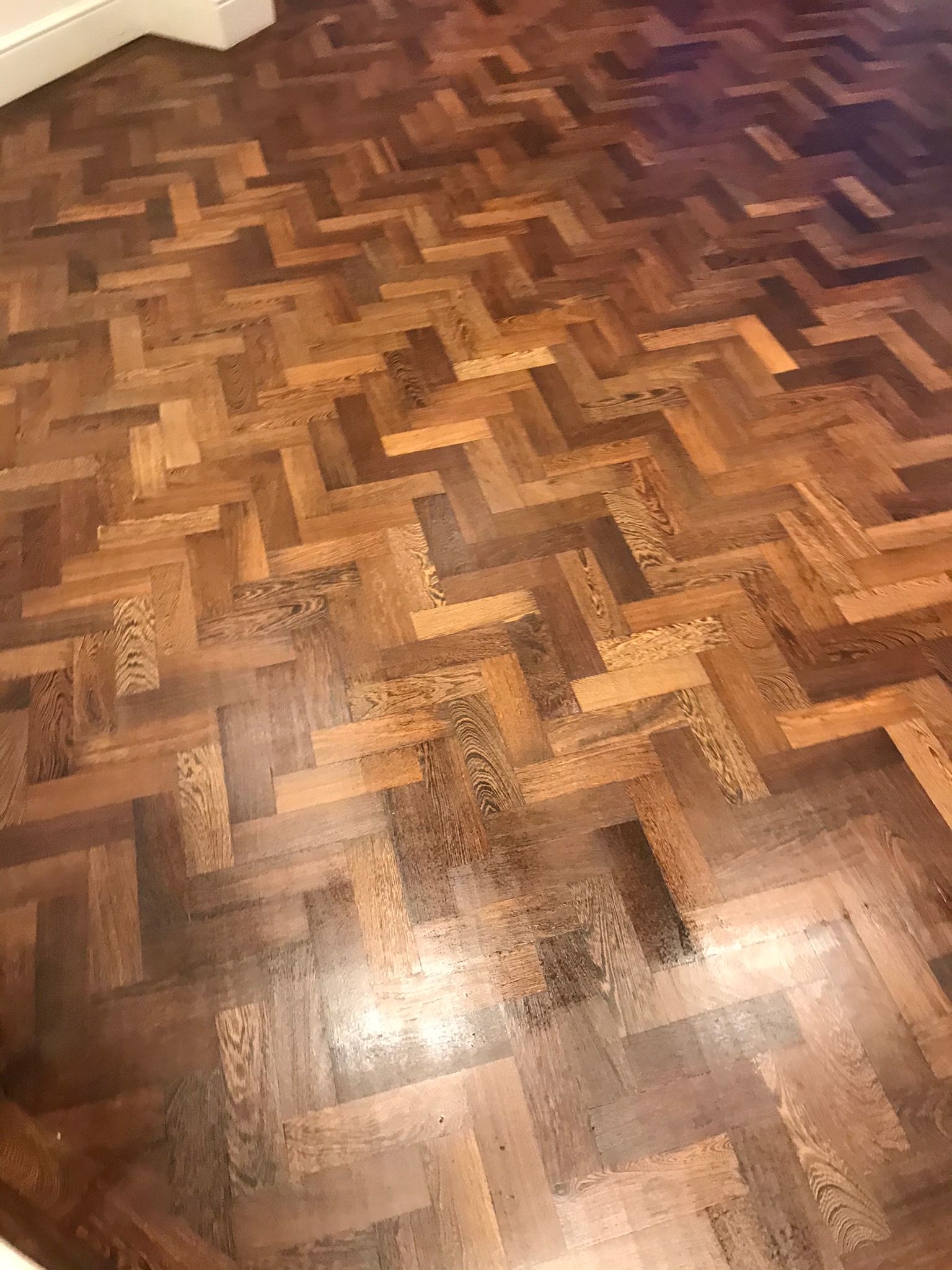 Parquet floor after sanding work in N8
