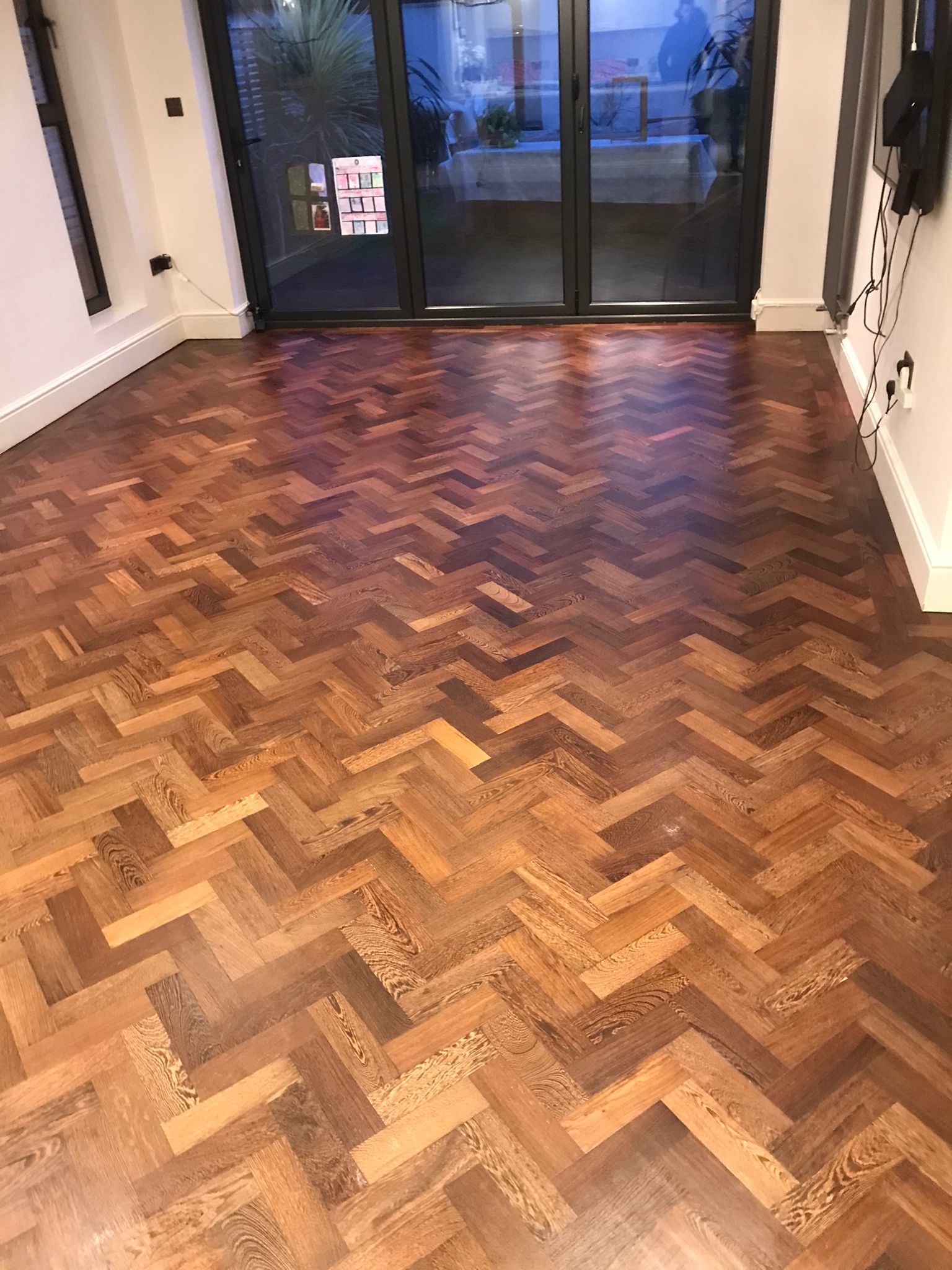 Parquet floor after sanding work in N8