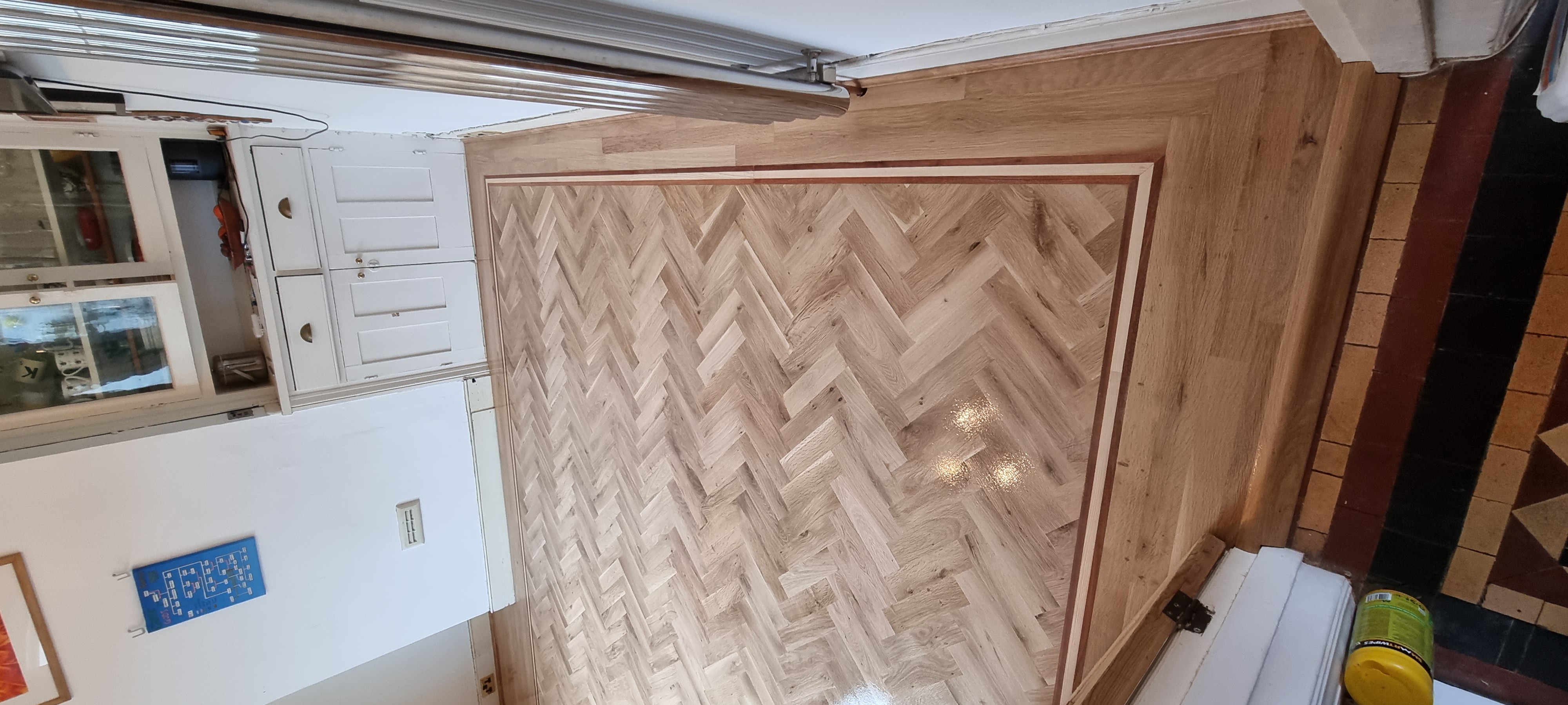 Parquet floor after sanding work in NW10