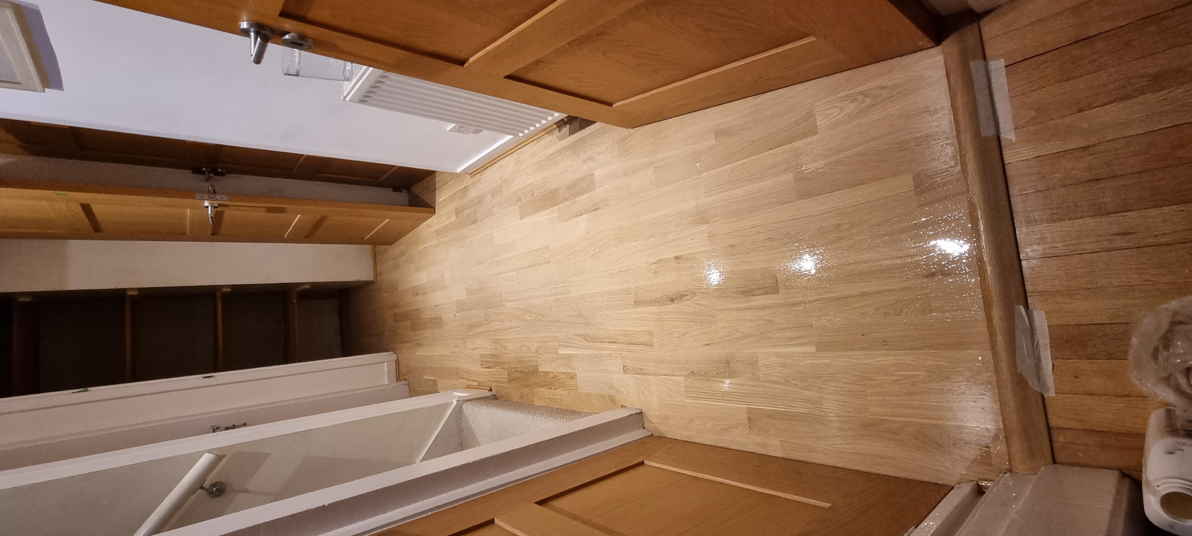 Parquet floor after sanding work in NW2